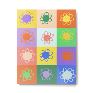 Floral checkerboard pattern Metal Print | TeksDecor