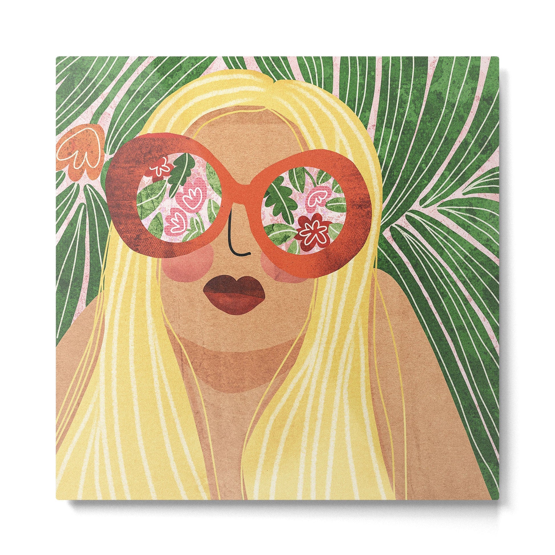 Floral Glasses Metal Print | TeksDecor