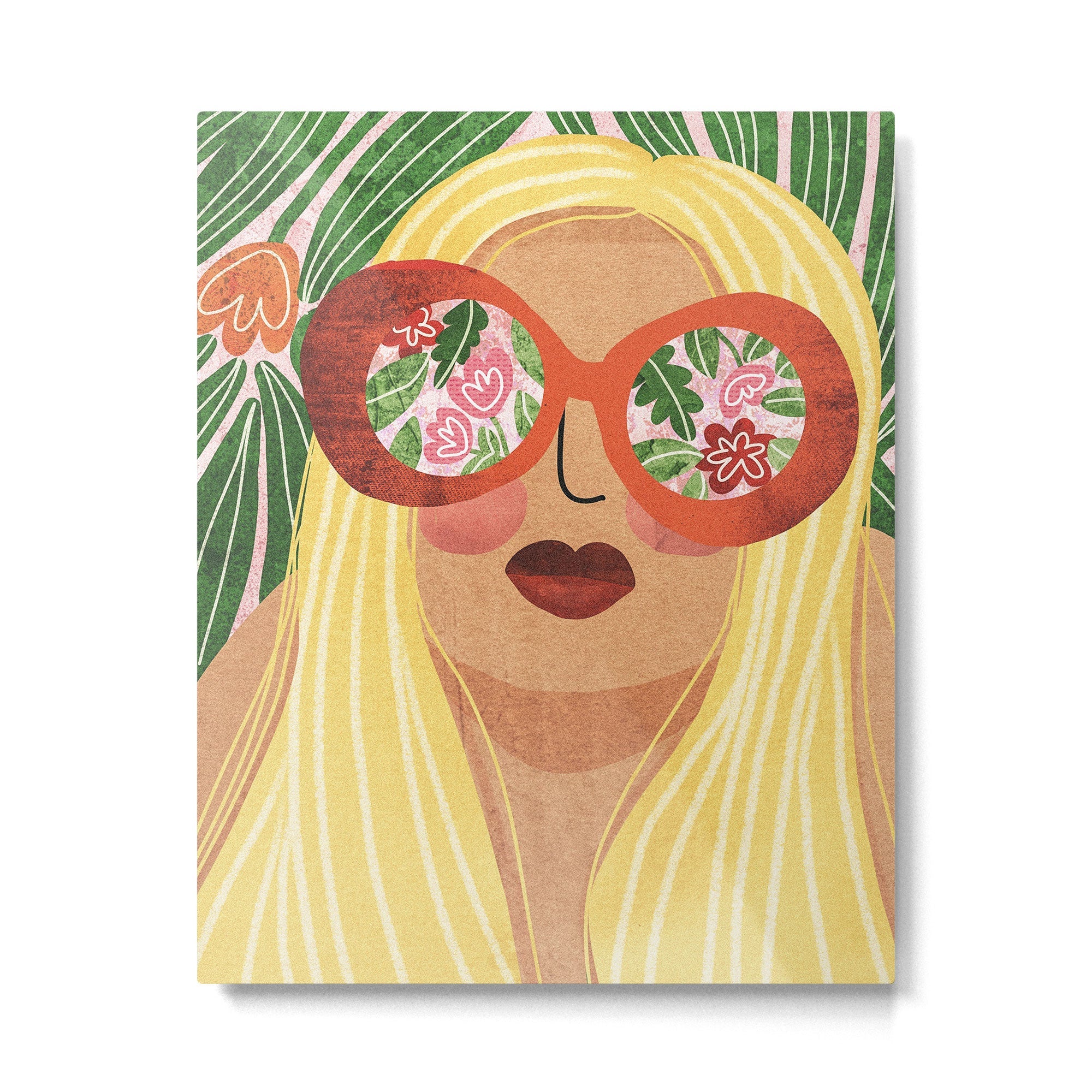 Floral Glasses Metal Print | TeksDecor