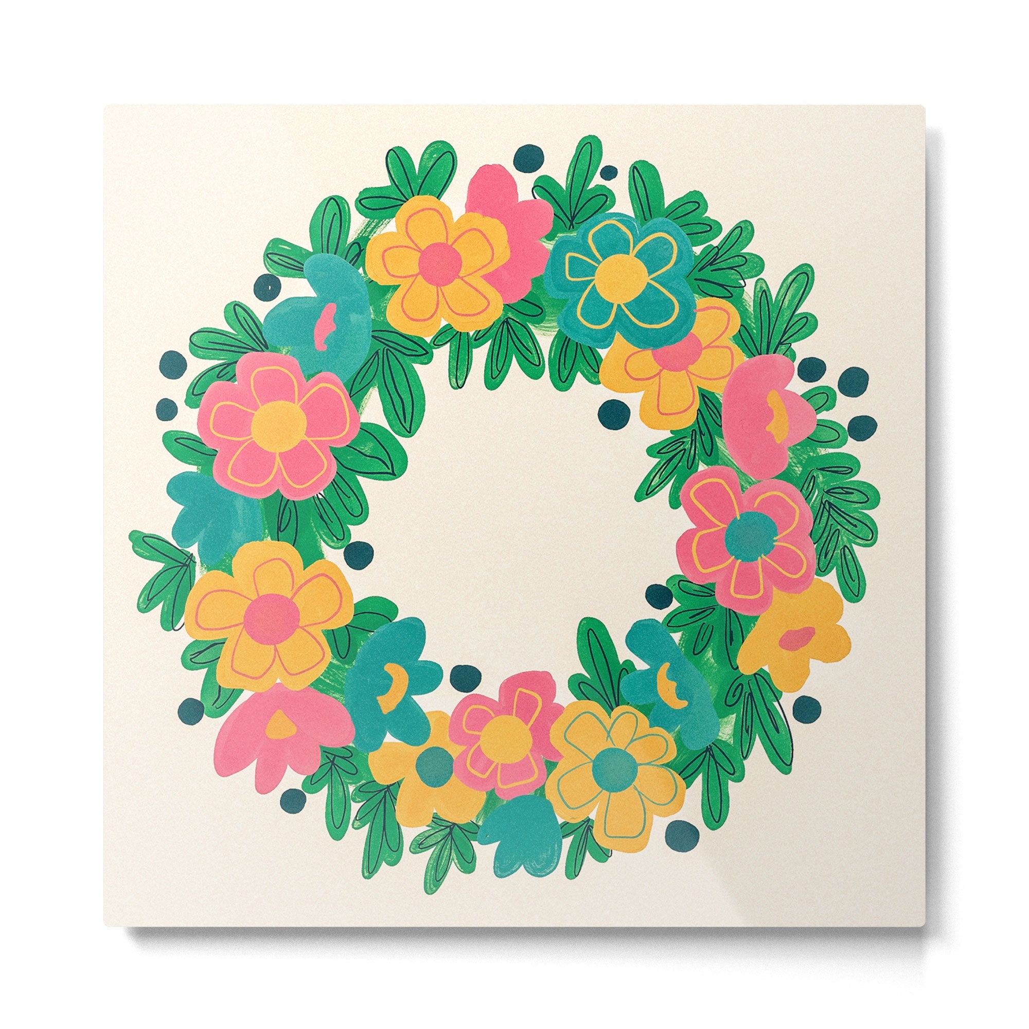 Floral Wreath Metal Print | TeksDecor
