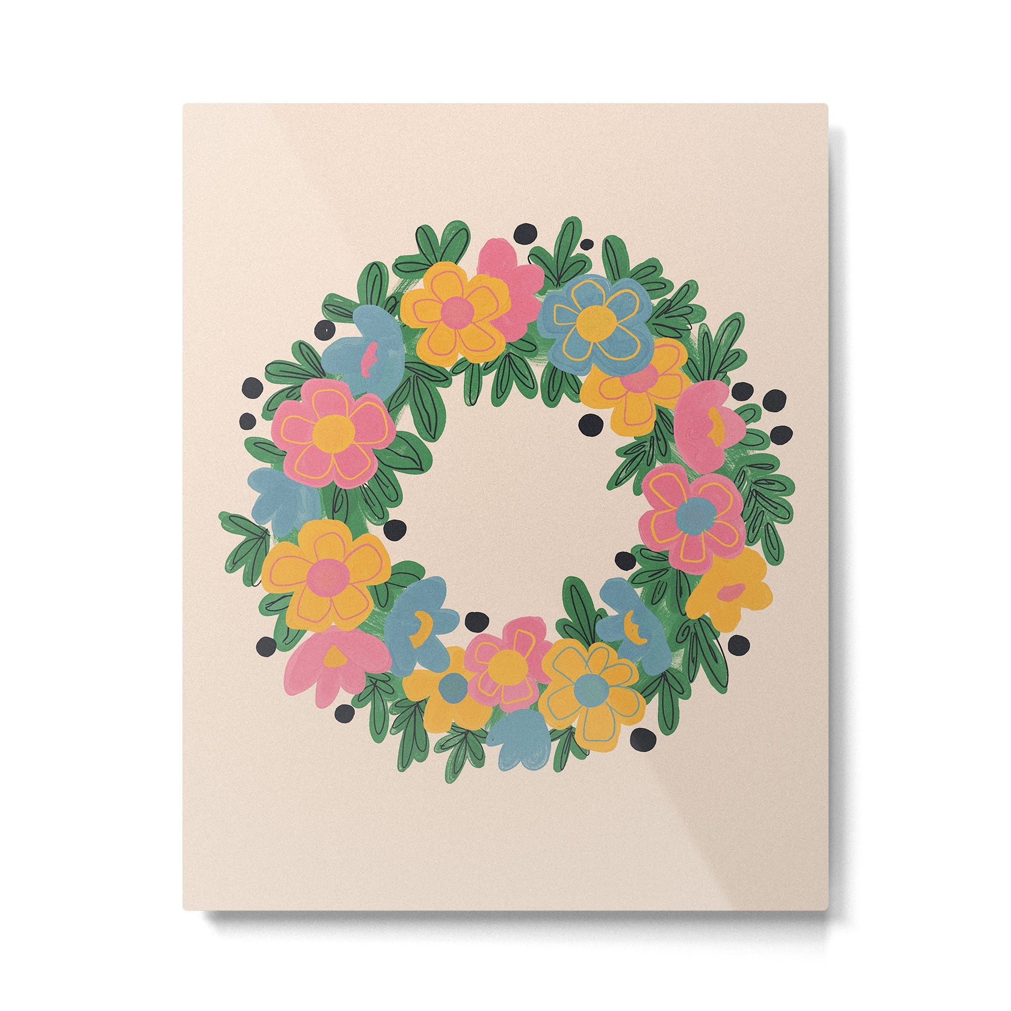 Floral Wreath Metal Print | TeksDecor