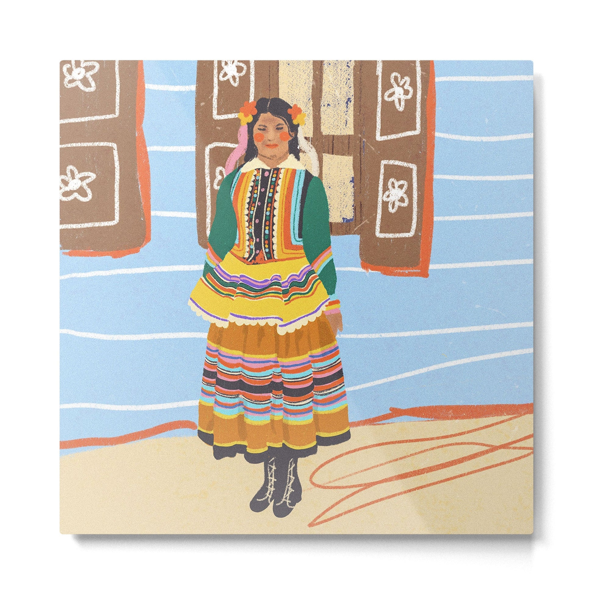 Folk heroine portraitgigi-rosado, Metal Print | TeksDecor