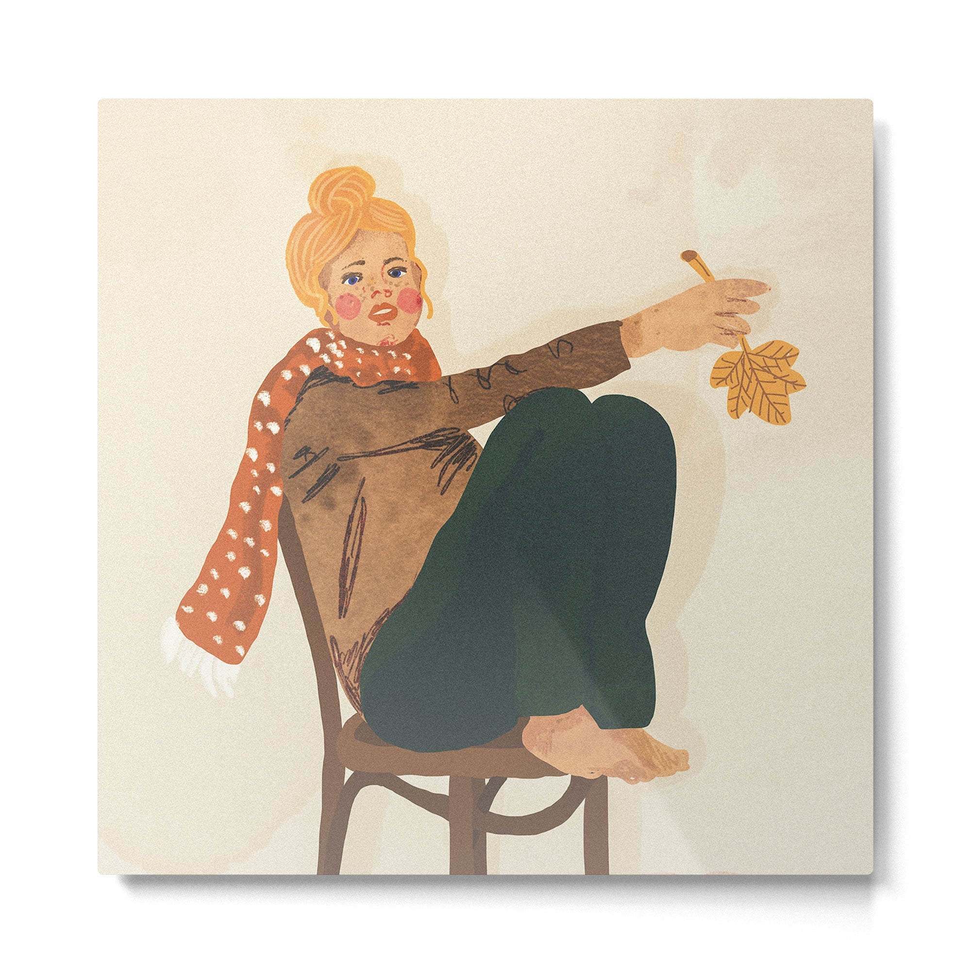 Girl who Loves Autumn Metal Print | TeksDecor