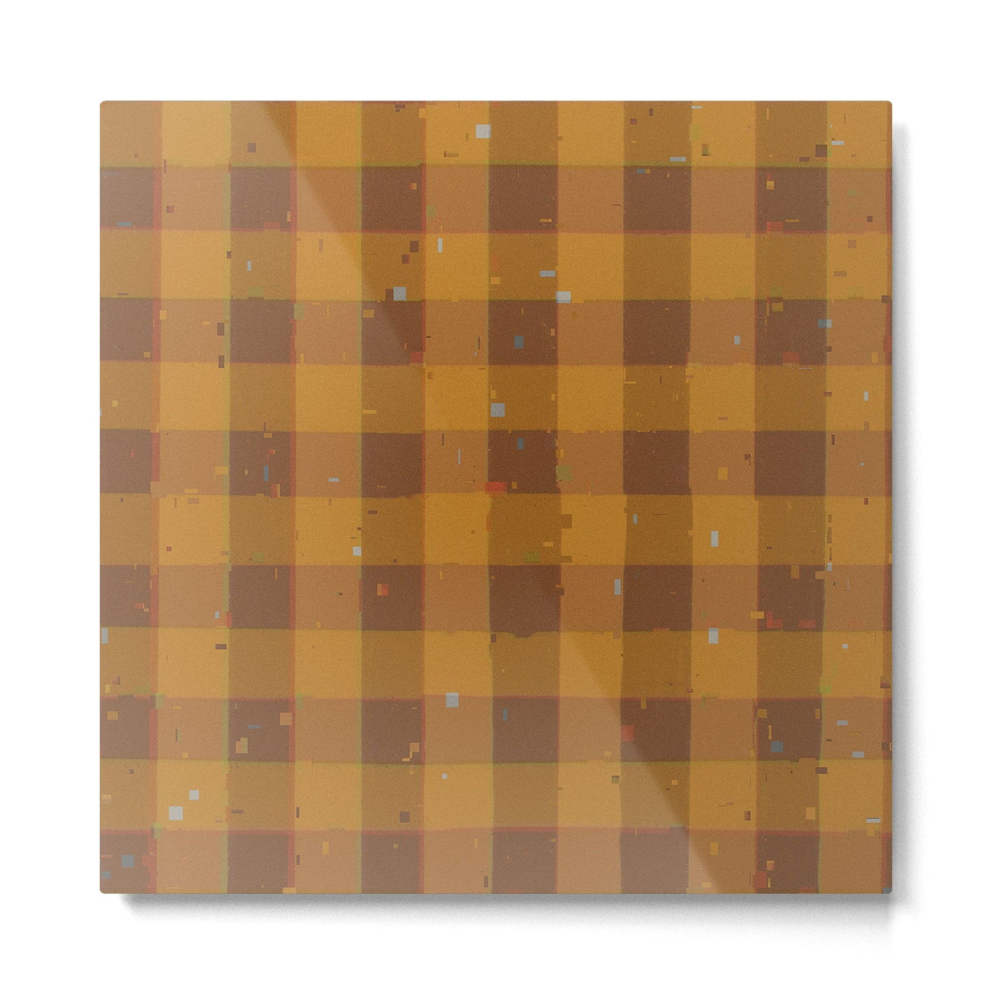 Golden gingham Metal Print | TeksDecor