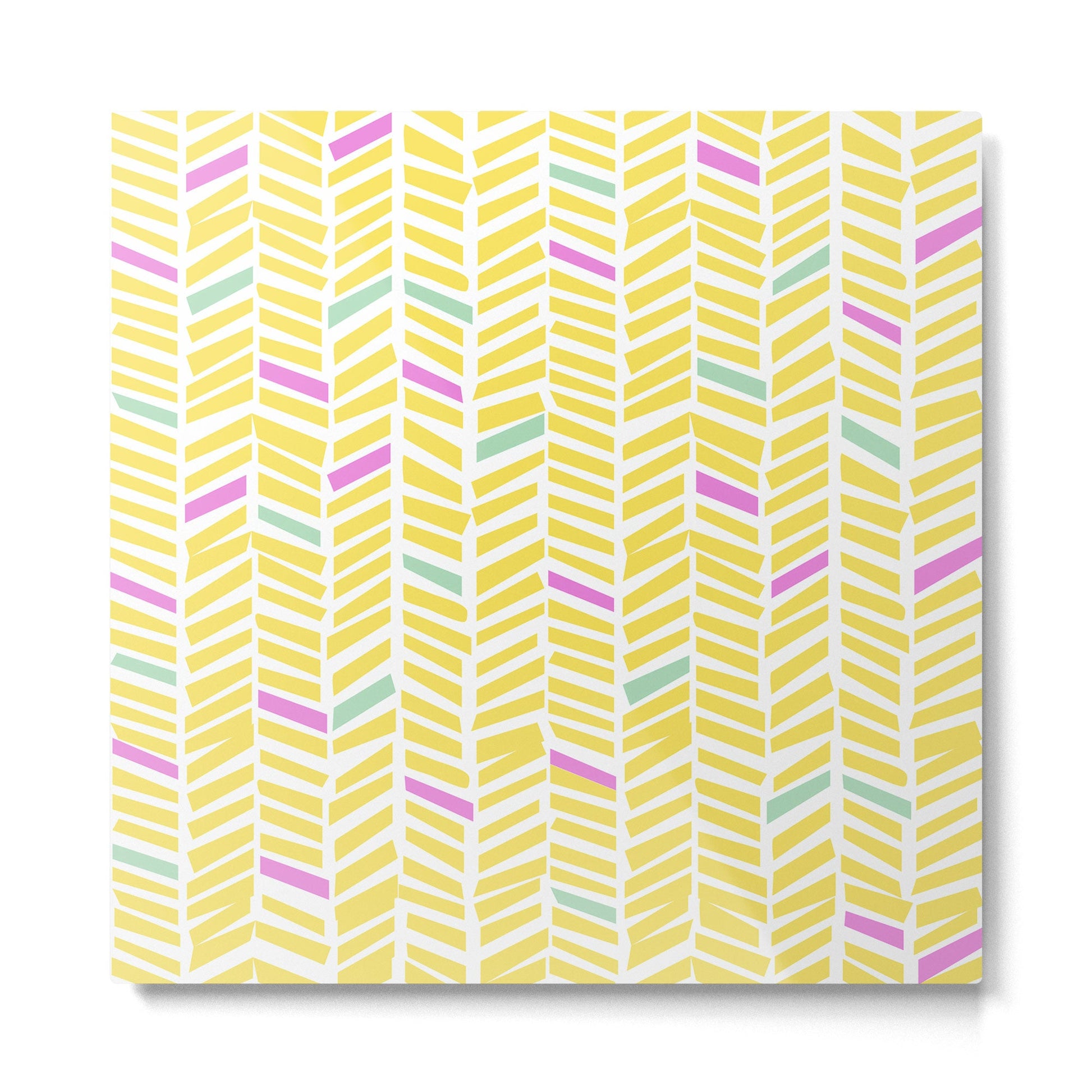 Herringbone Yellow Metal Print | TeksDecor