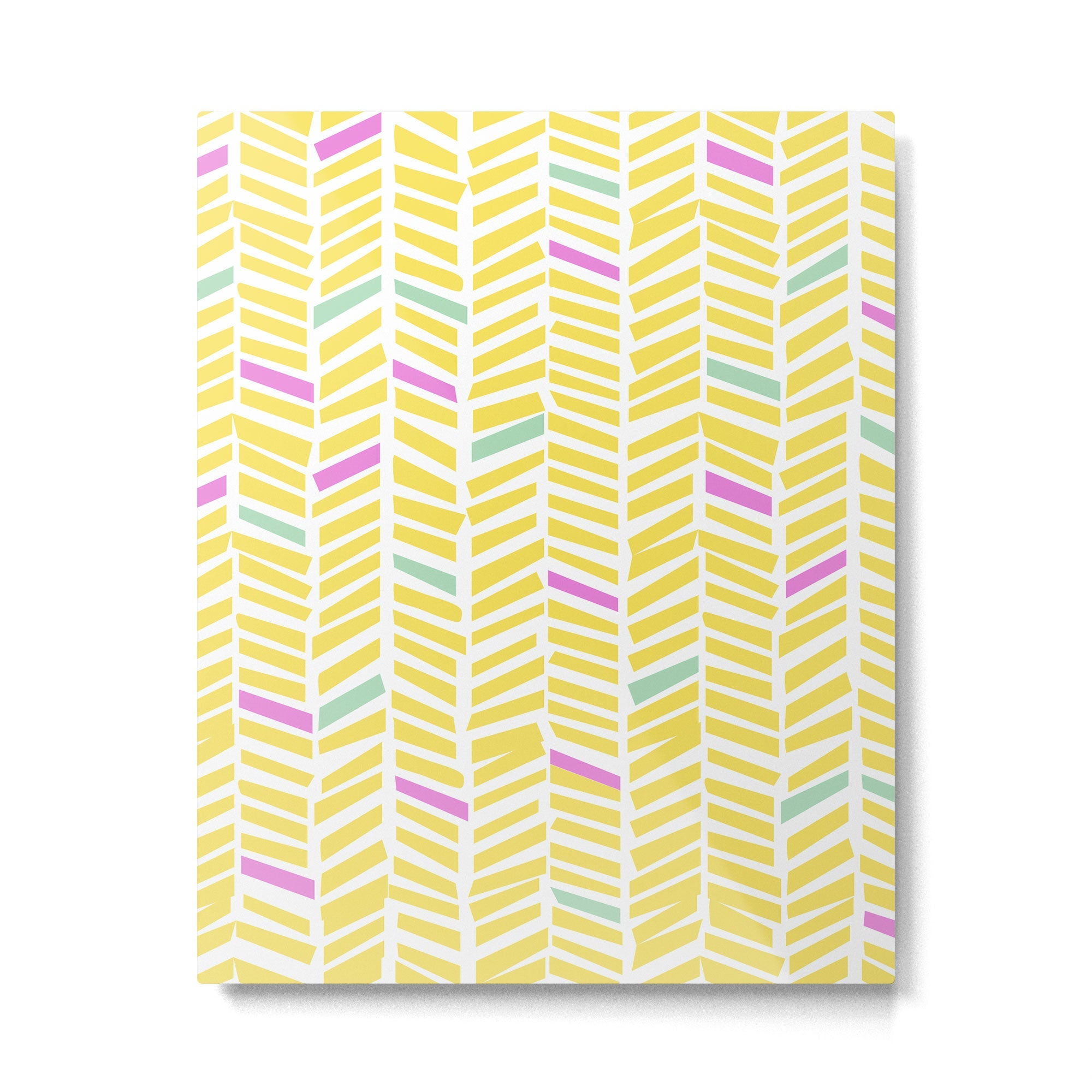 Herringbone Yellow Metal Print | TeksDecor