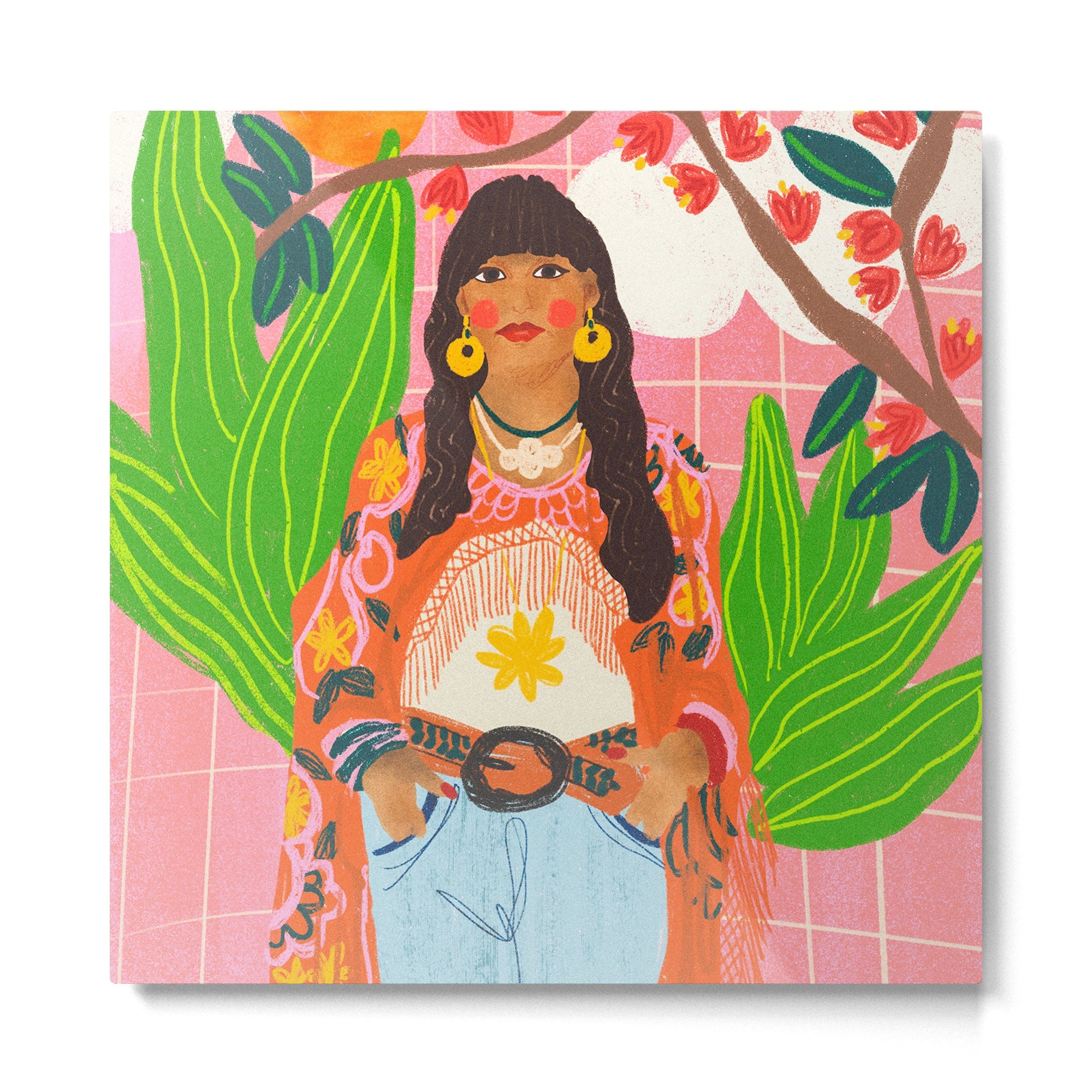 Hippie Girl Metal Print | TeksDecor