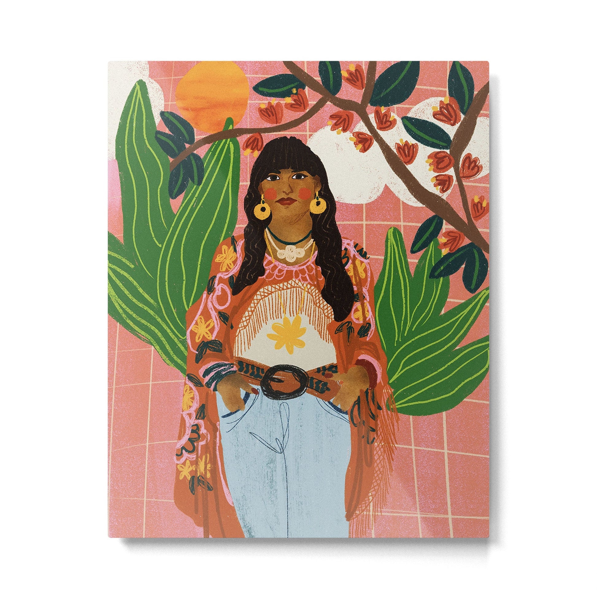 Hippie Girl Metal Print | TeksDecor