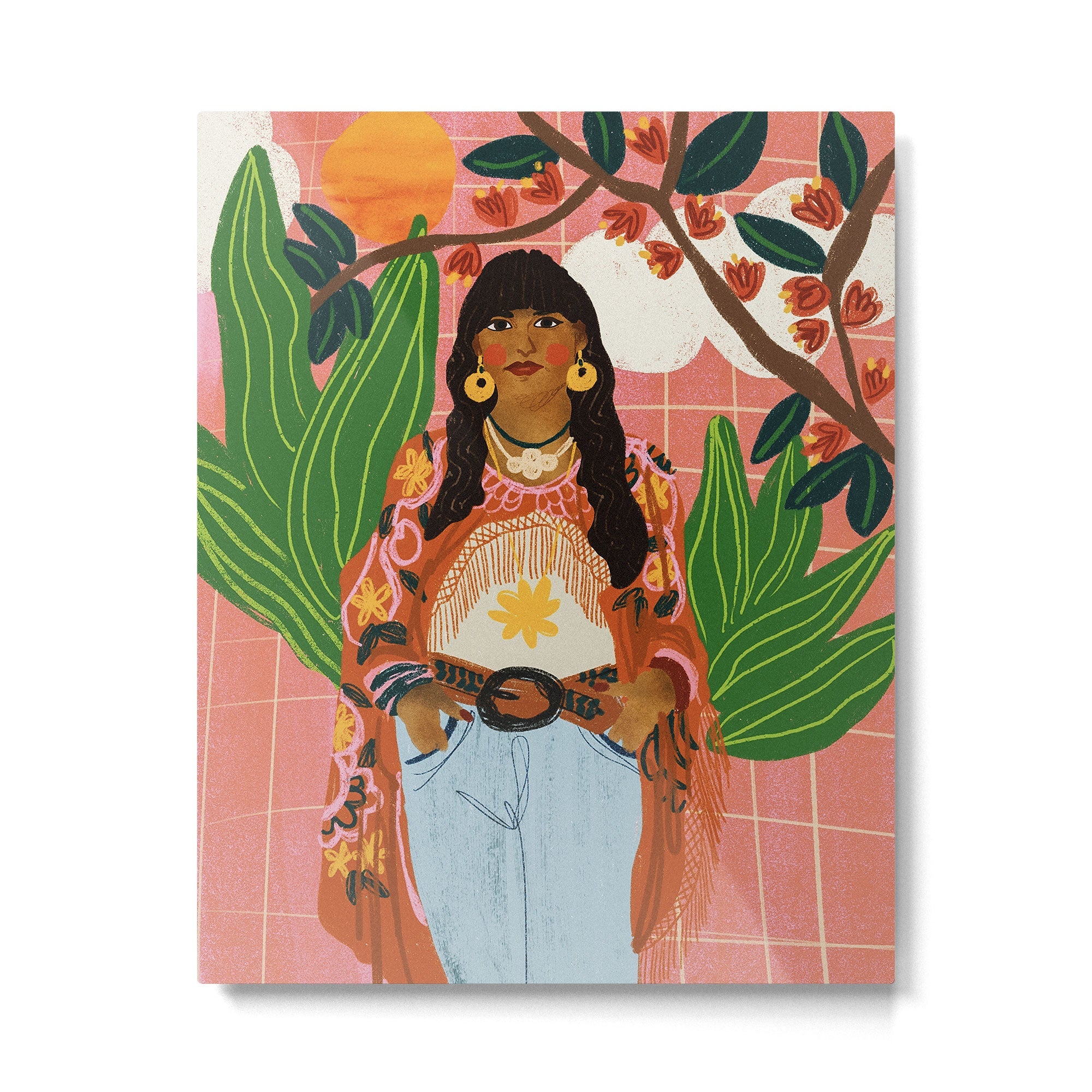 Hippie Girl Metal Print | TeksDecor
