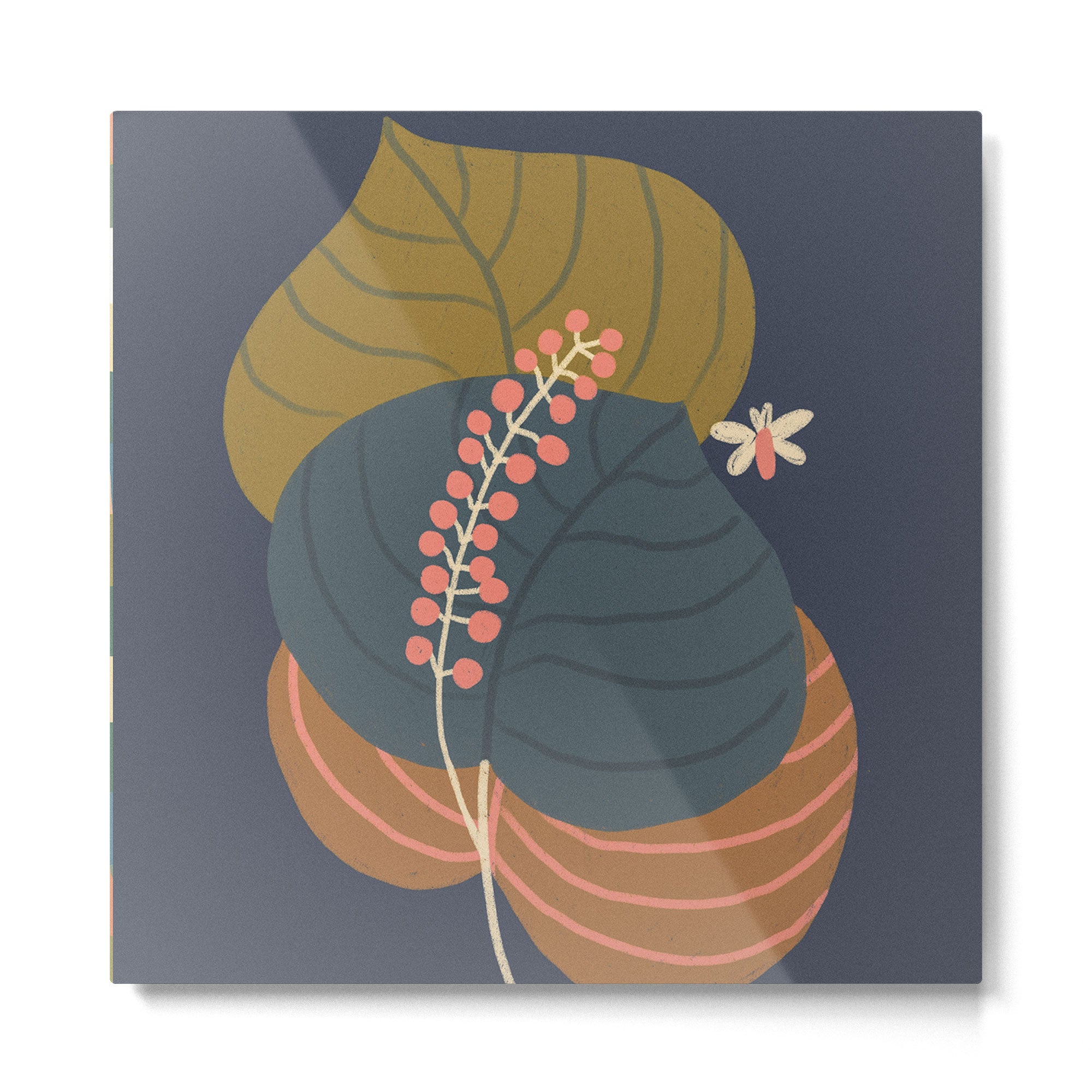 Leaves and moth Metal Print | TeksDecor