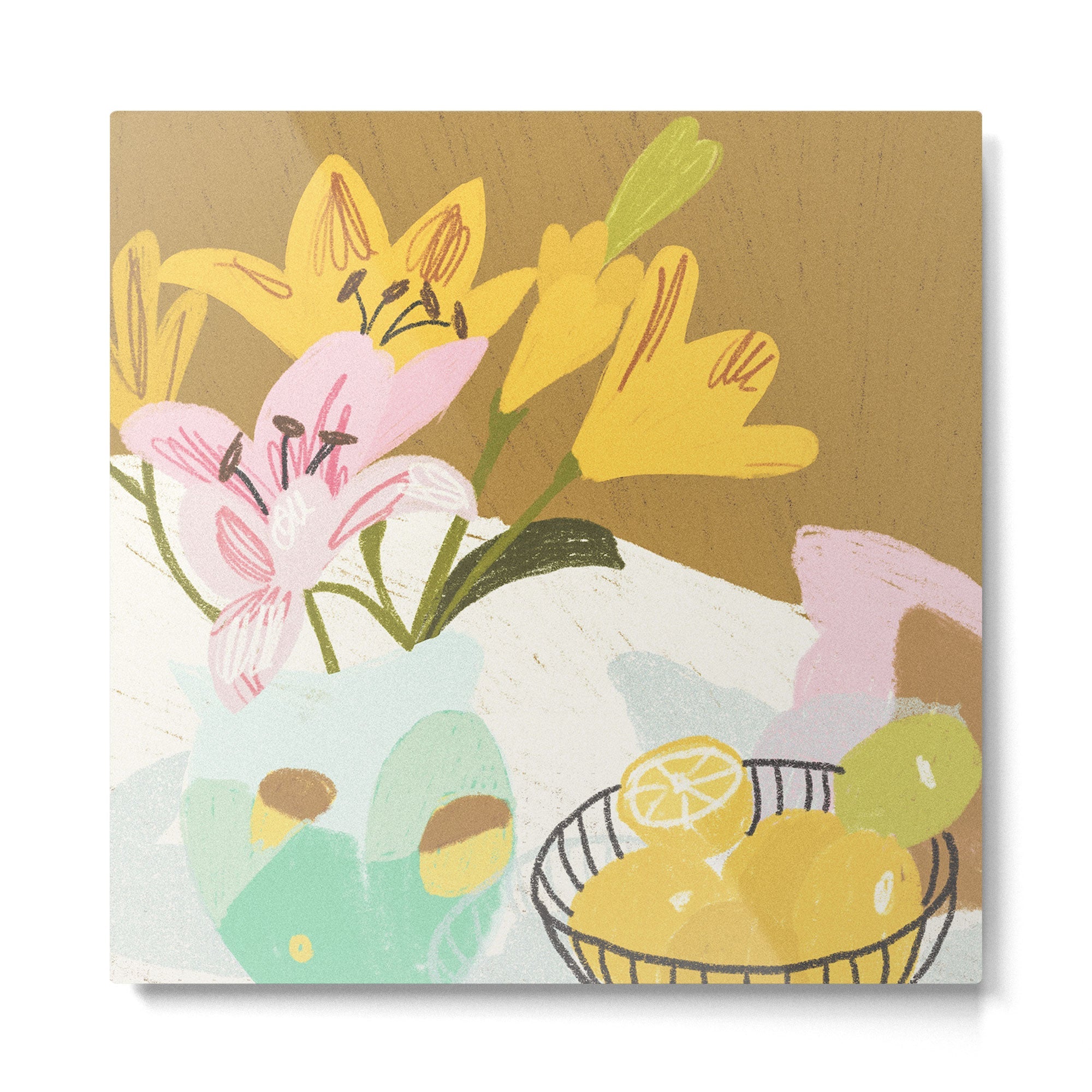 Lemons and Lilies Metal Print | TeksDecor