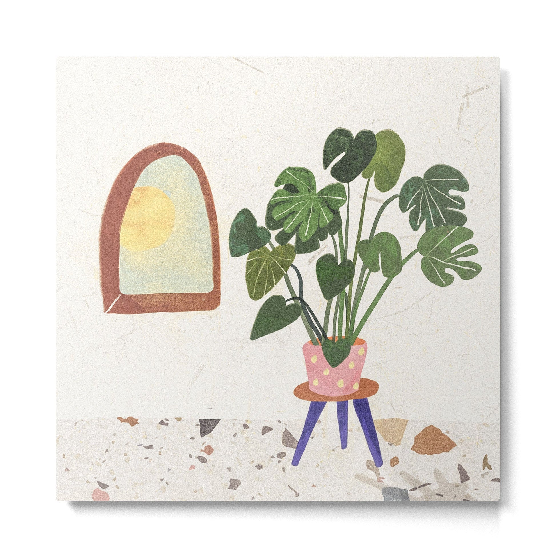 Marble Monstera Metal Print | TeksDecor