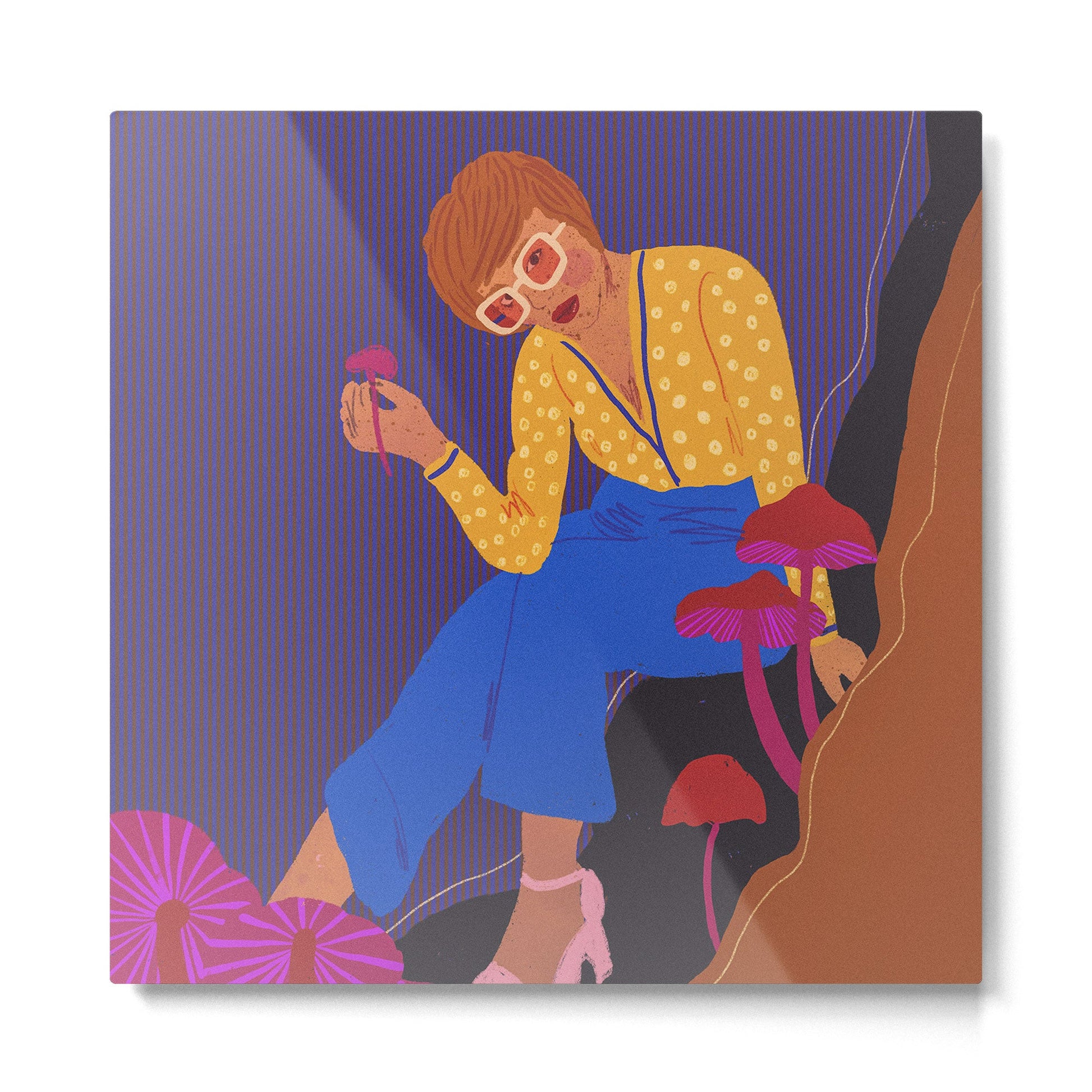 Mushrooms girl Metal Print | TeksDecor