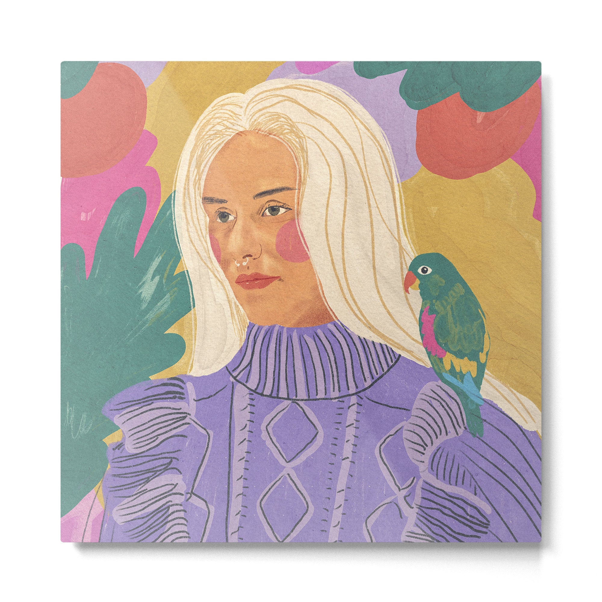 Parrot owner portrait Metal Print | TeksDecor
