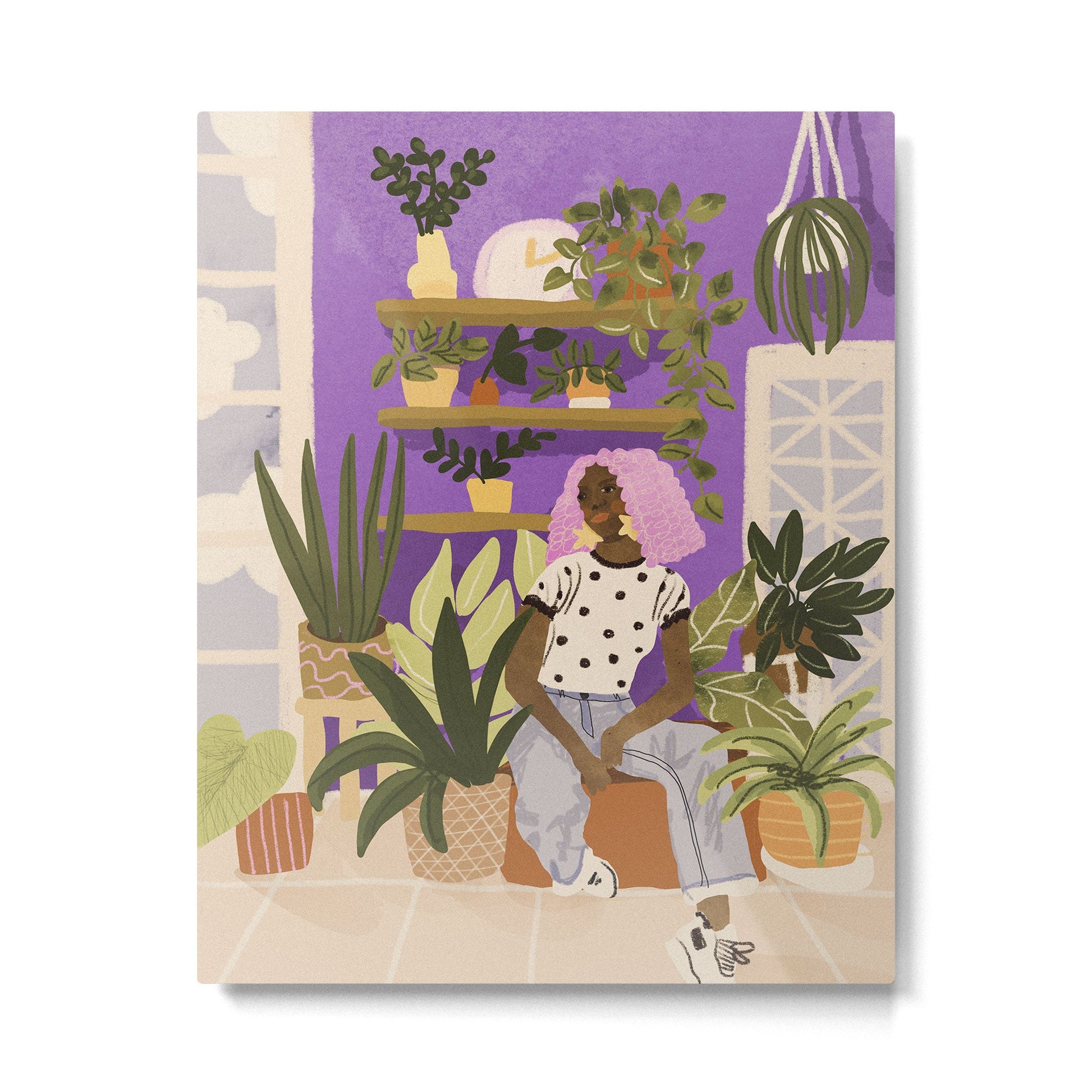 Pink Hair Beauty Metal Print | TeksDecor