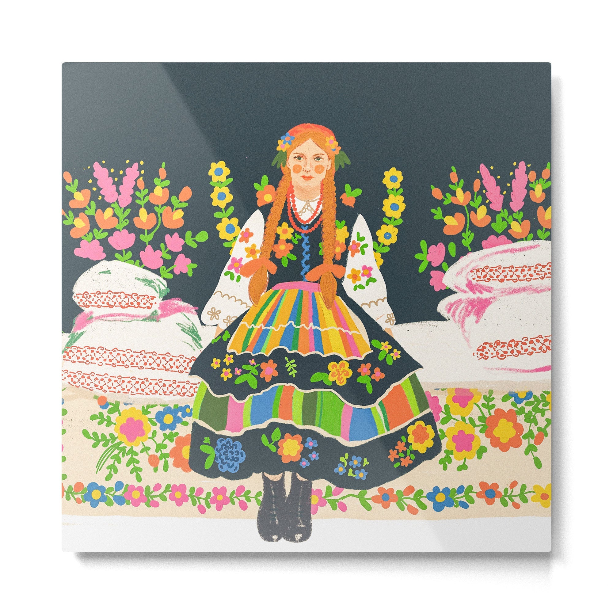 Polish folk girl Metal Print | TeksDecor