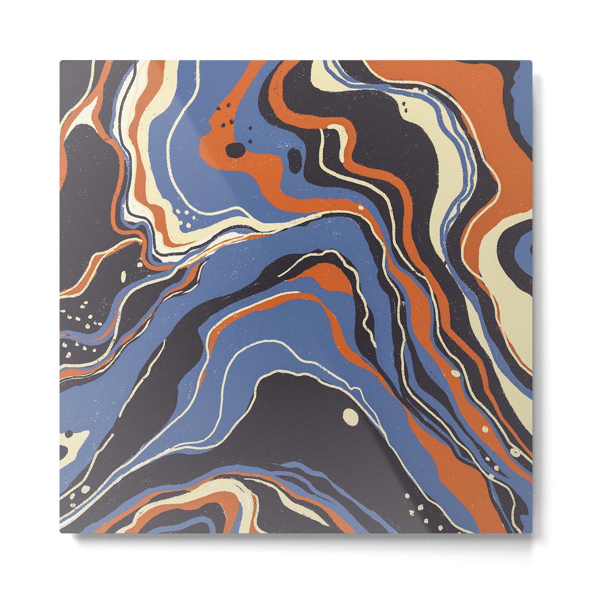 Retro marble in blue Metal Print | TeksDecor