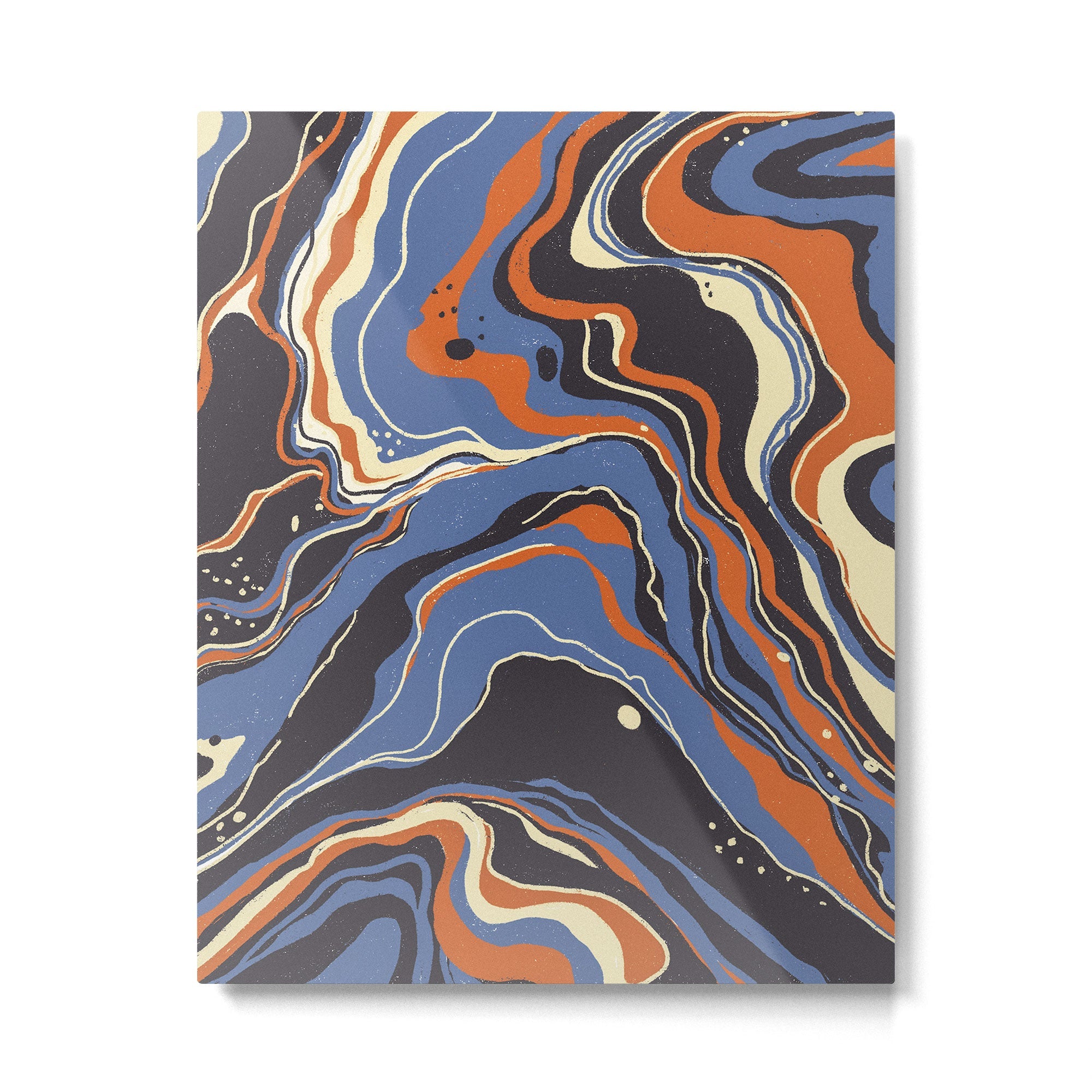 Retro marble in blue Metal Print | TeksDecor