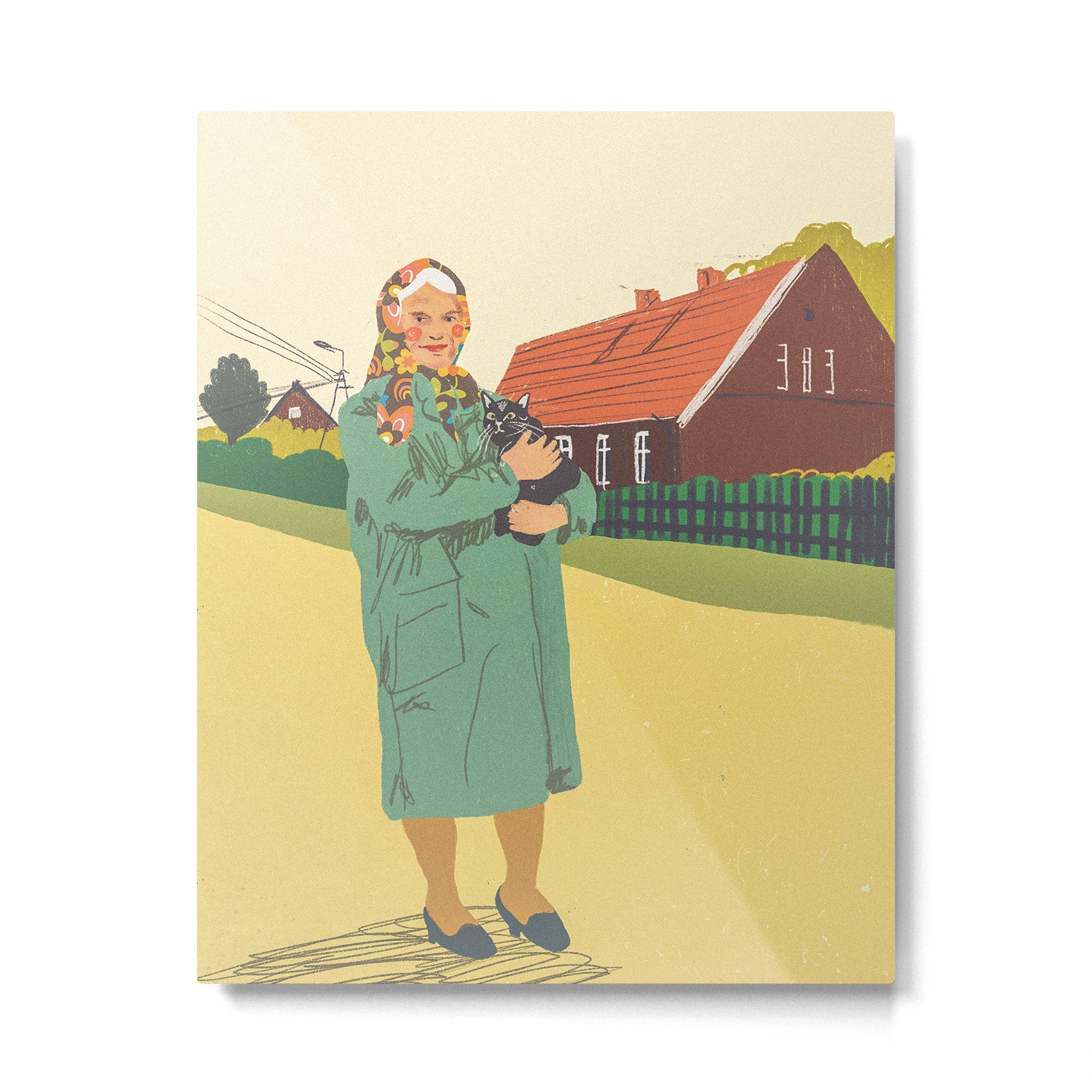 Woman with a cat Metal Print | TeksDecor