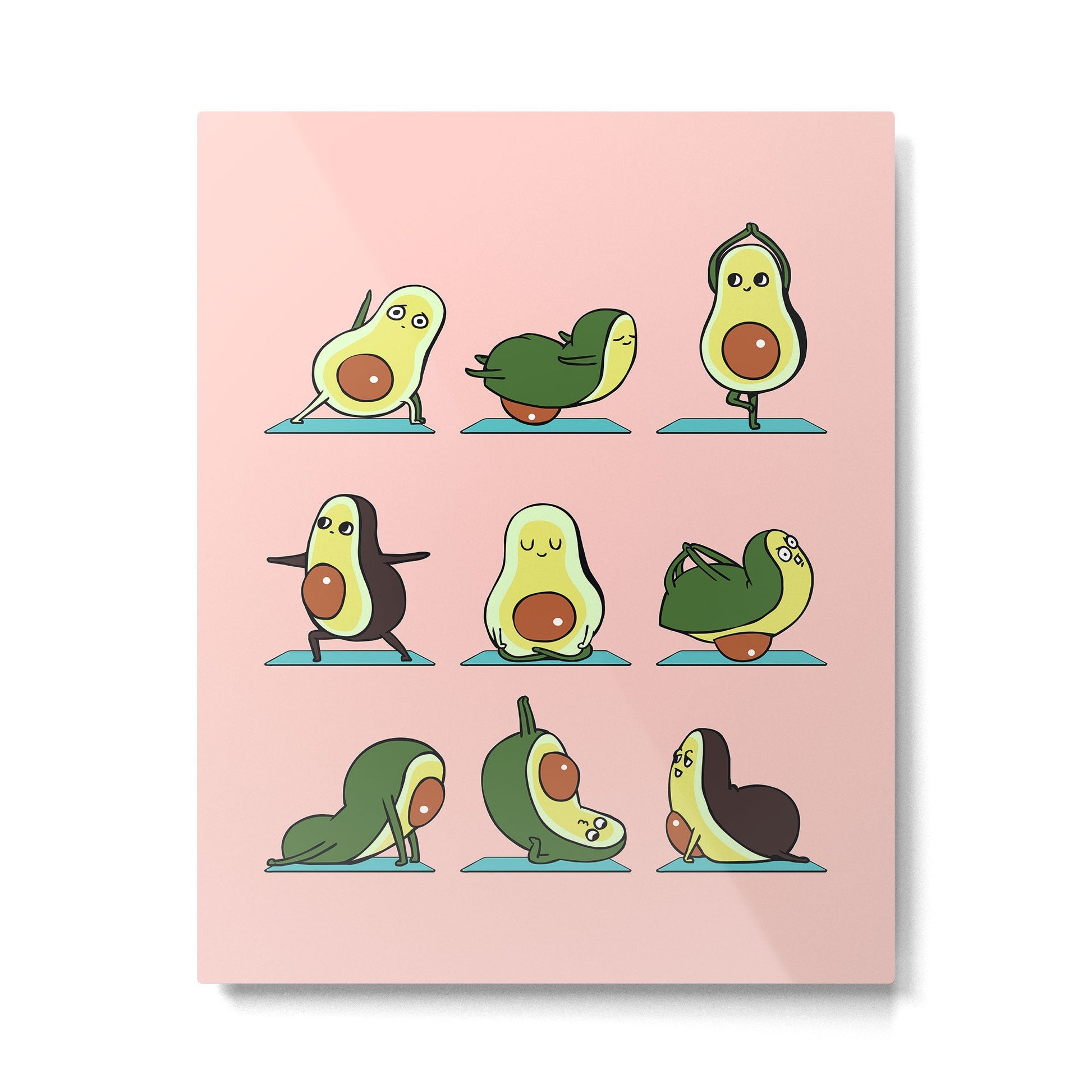 Avocado Yoga in Pink Metal Print | TeksDecor