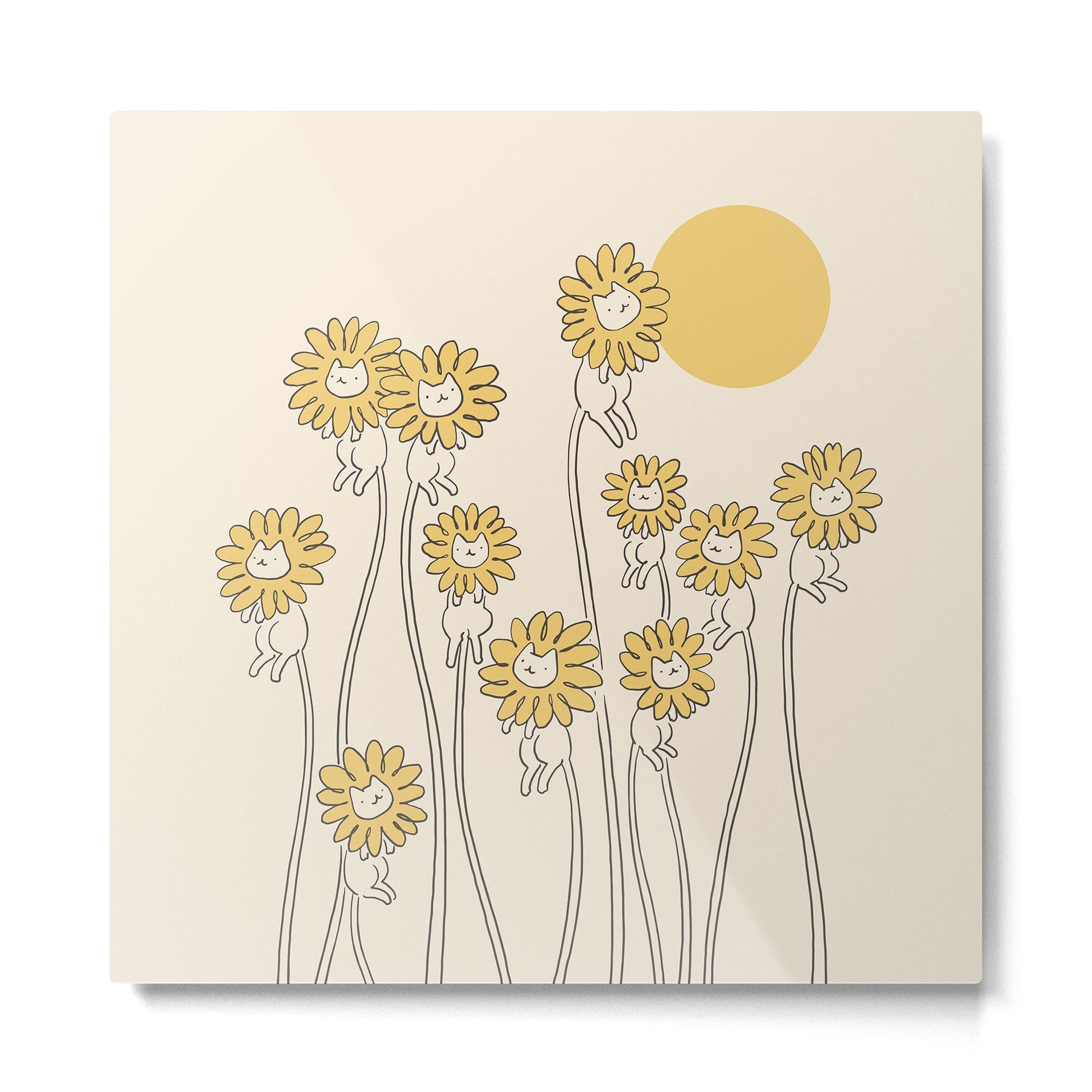 Cat and Plant 45 Metal Print | TeksDecor