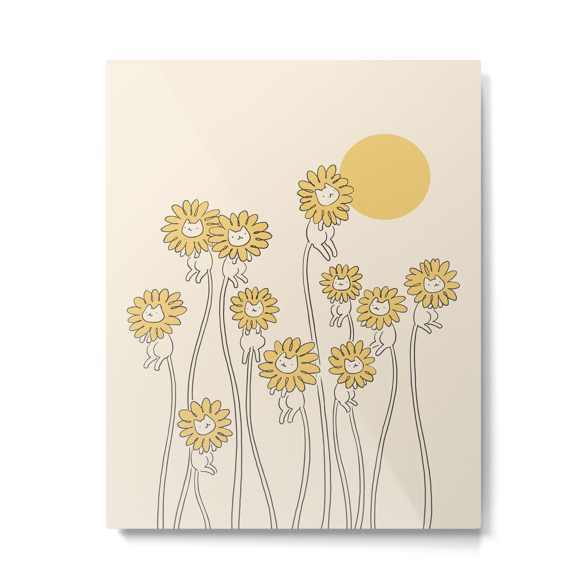 Cat and Plant 45 Metal Print | TeksDecor