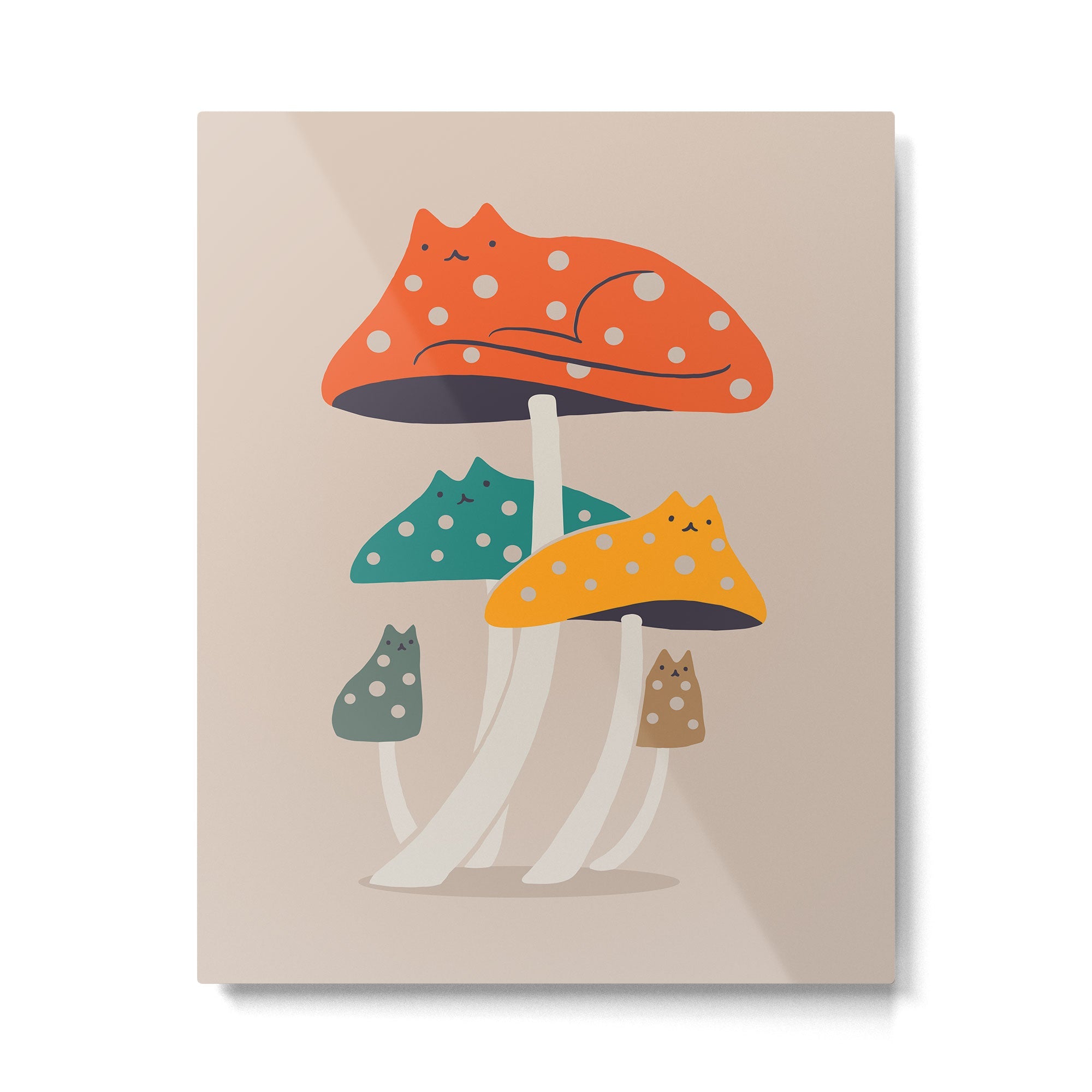 Cat and Plant 47: Mushroom Cats Metal Print | TeksDecor