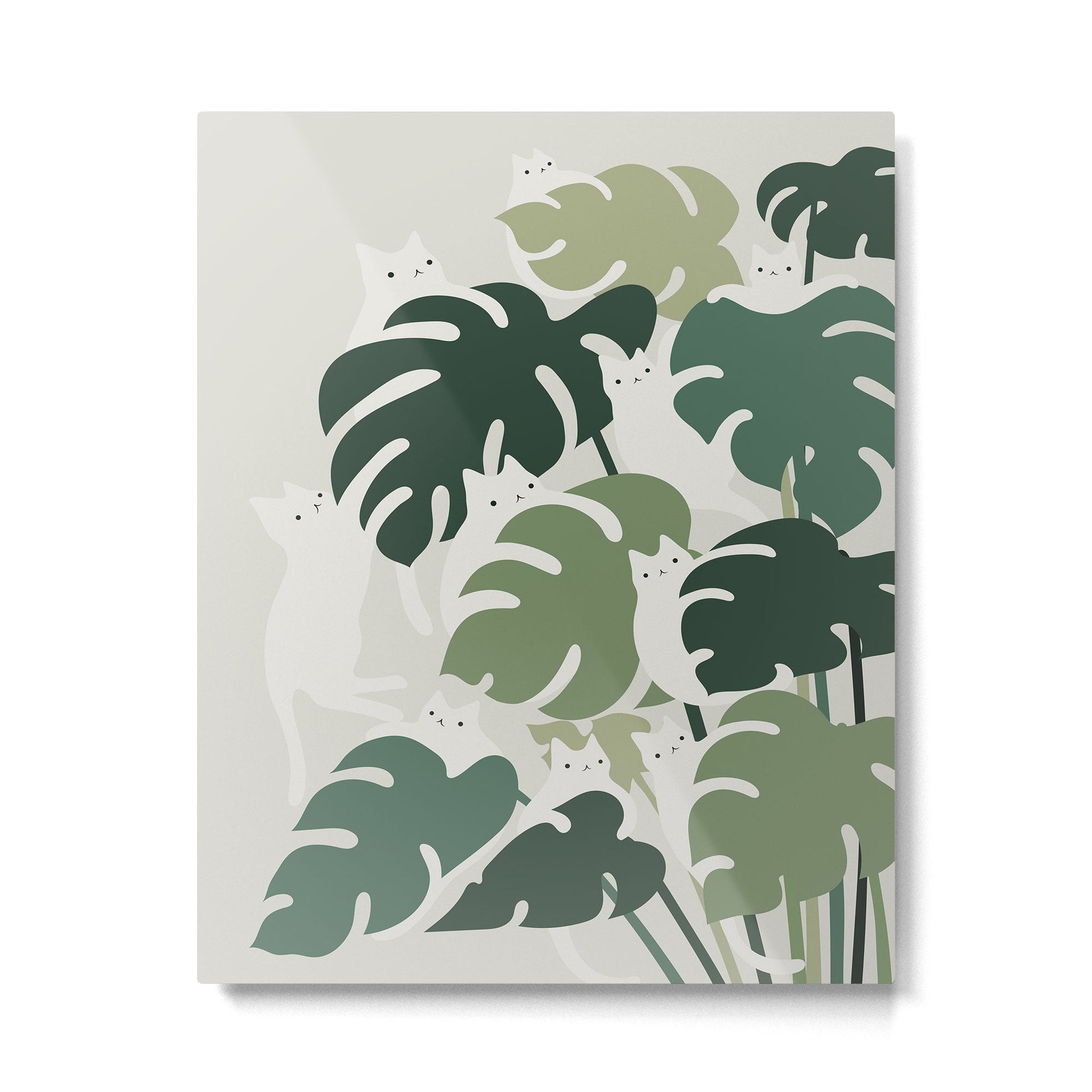 Cat and Plant 47 Metal Print | TeksDecor