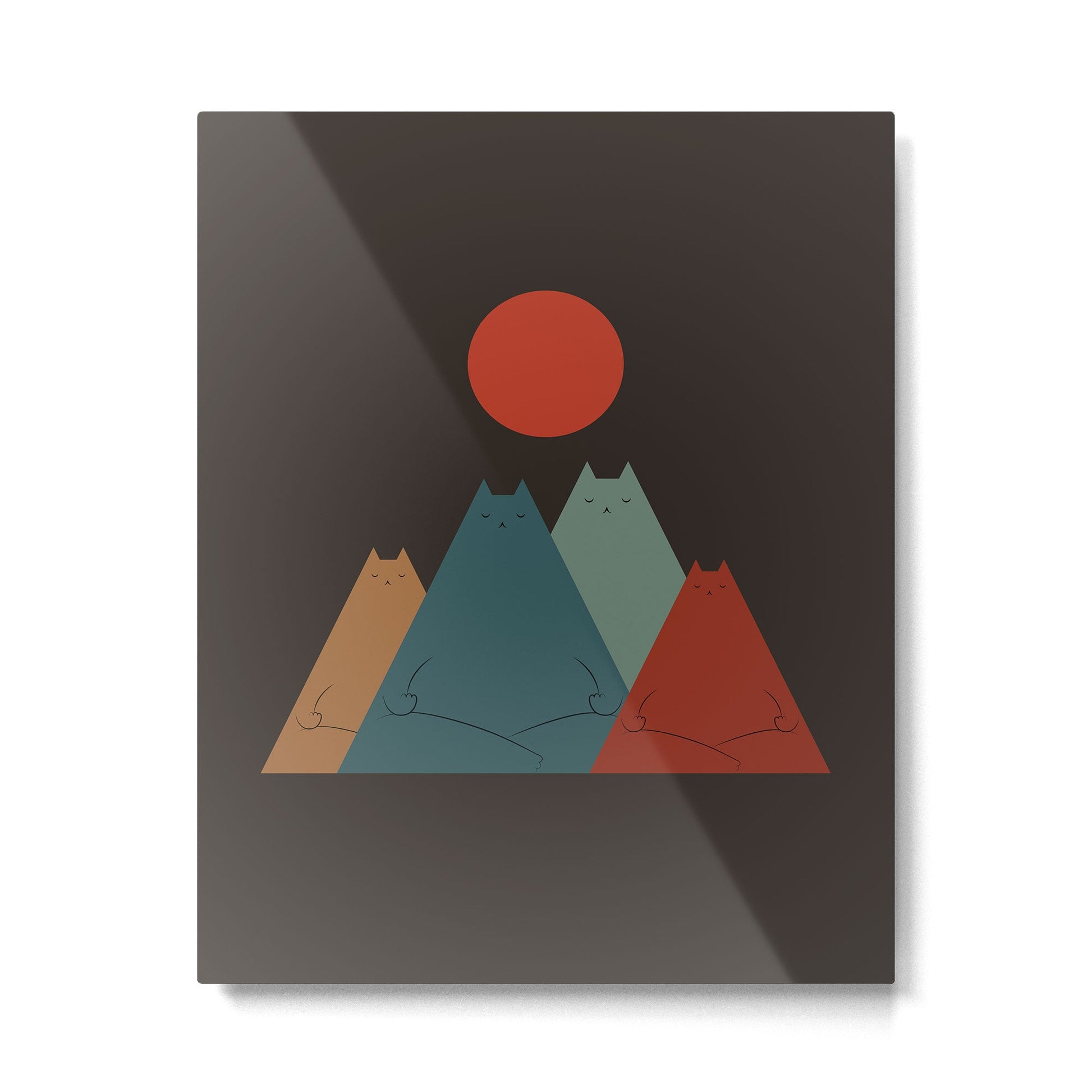 Cat Landscape 64: Group Meowditation Metal Print | TeksDecor