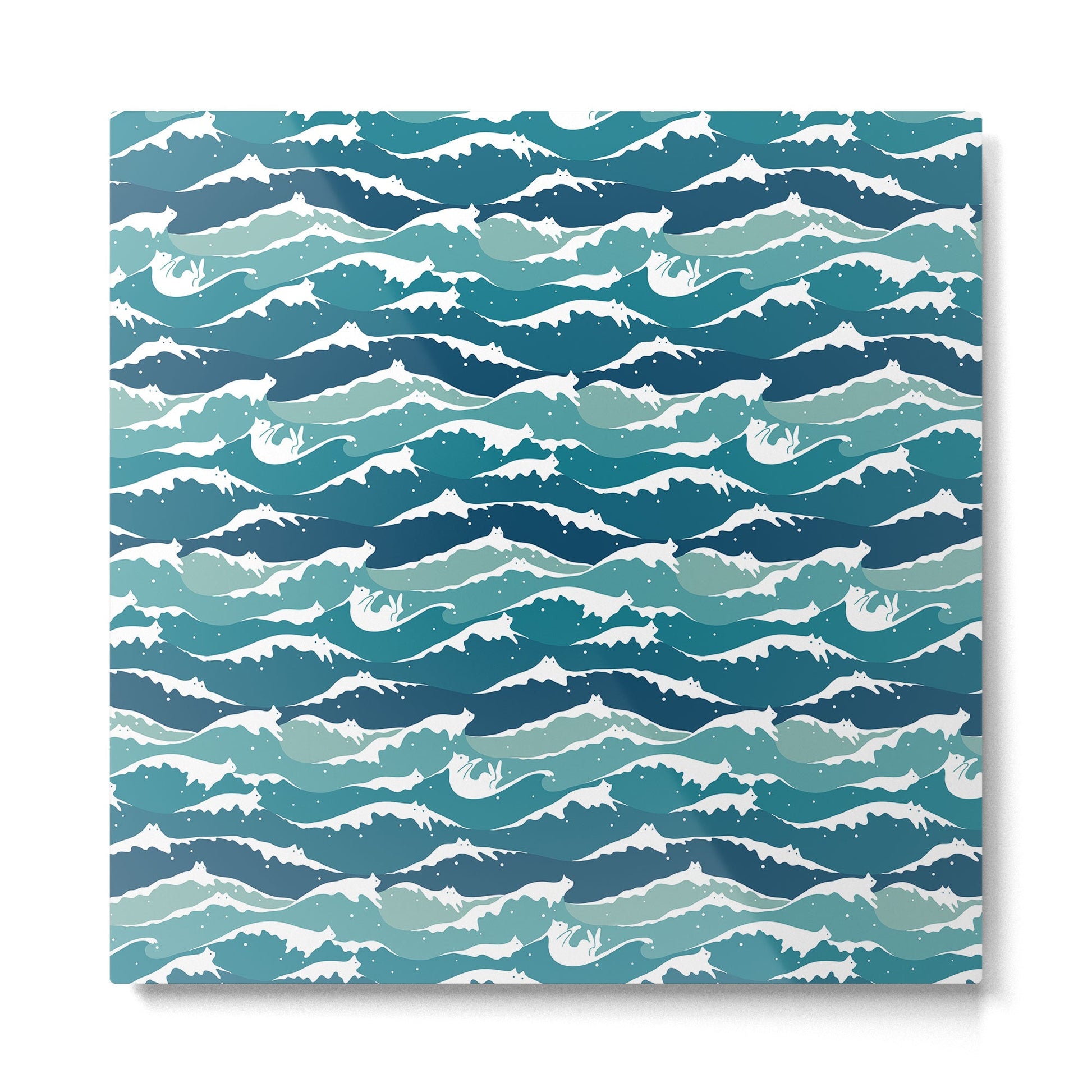 Cat waves pattern Metal Print | TeksDecor