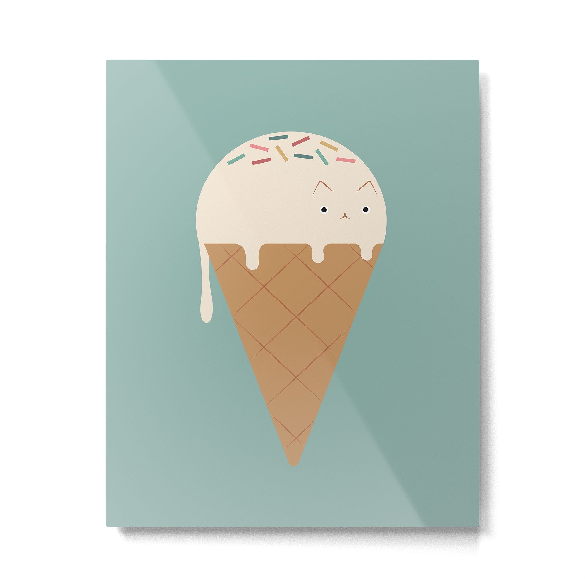 Ice Cream Cat Metal Print | TeksDecor