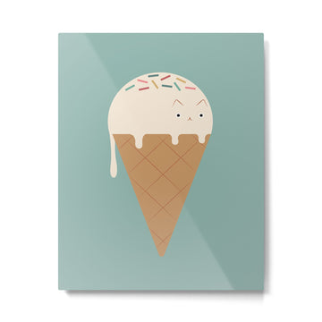 Ice Cream Cat Metal Print | TeksDecor