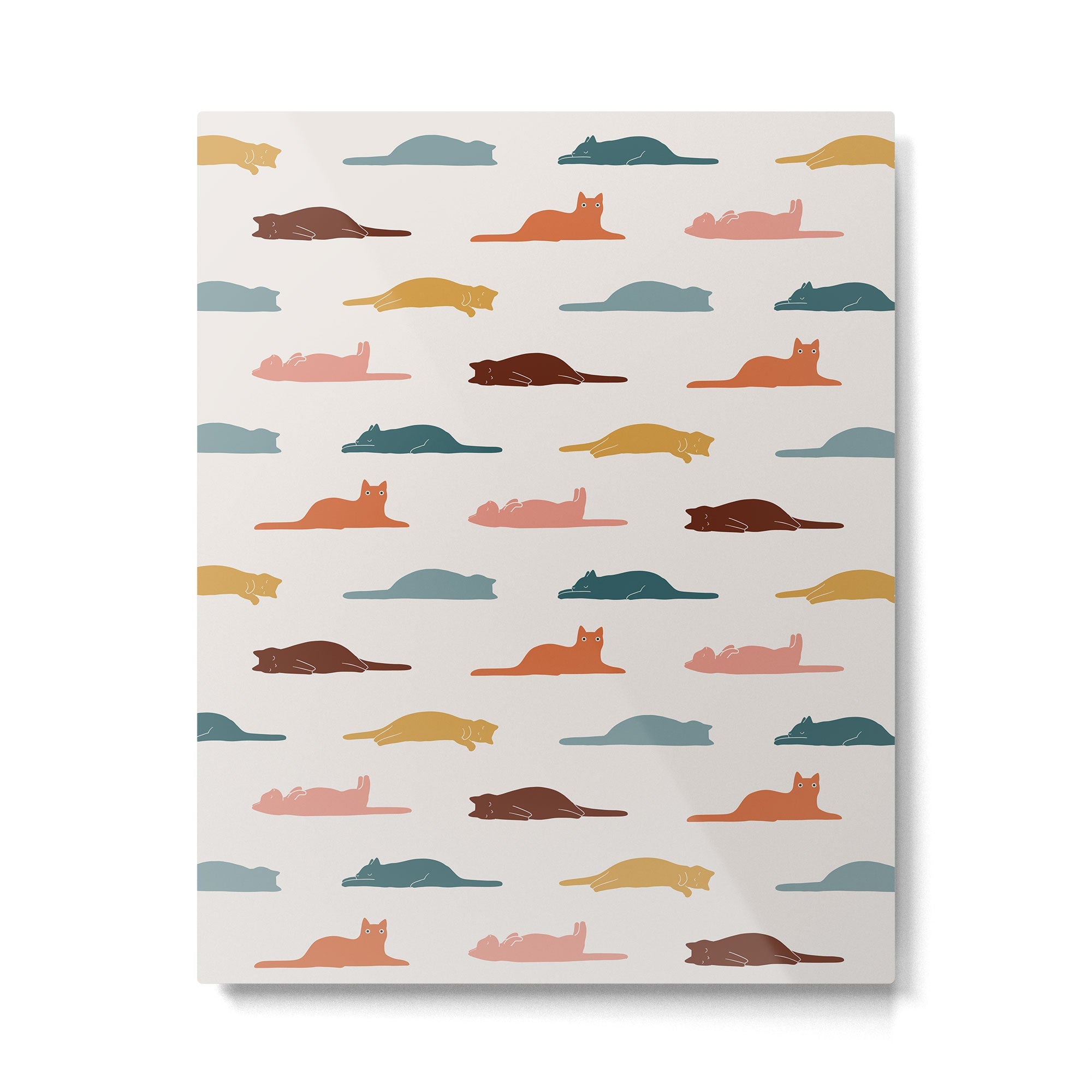 Lazy Cat Pattern Metal Print | TeksDecor