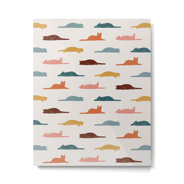 Lazy Cat Pattern Metal Print | TeksDecor