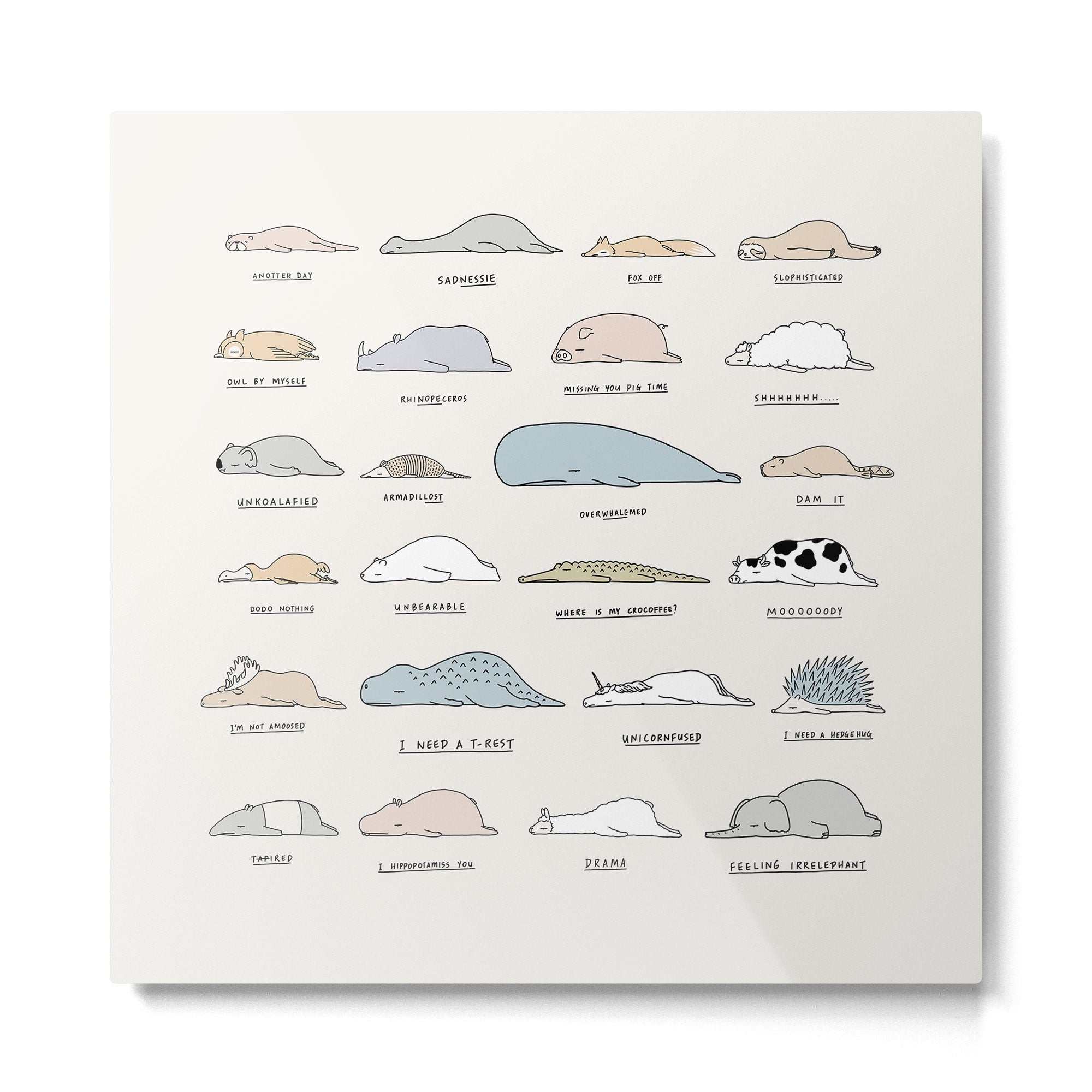 The Moody Animals (Colours) Metal Print | TeksDecor