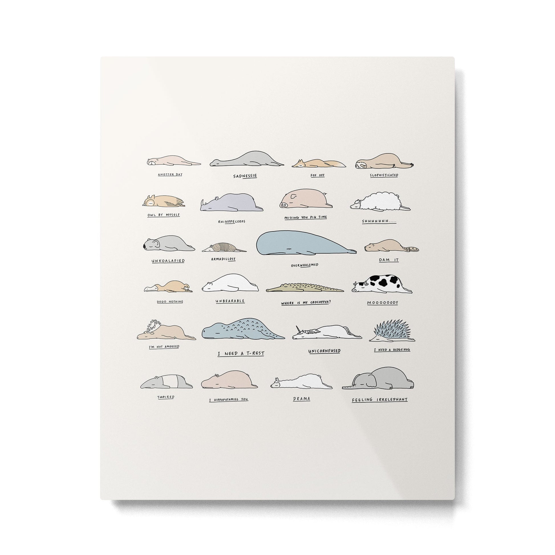 The Moody Animals (Colours) Metal Print | TeksDecor