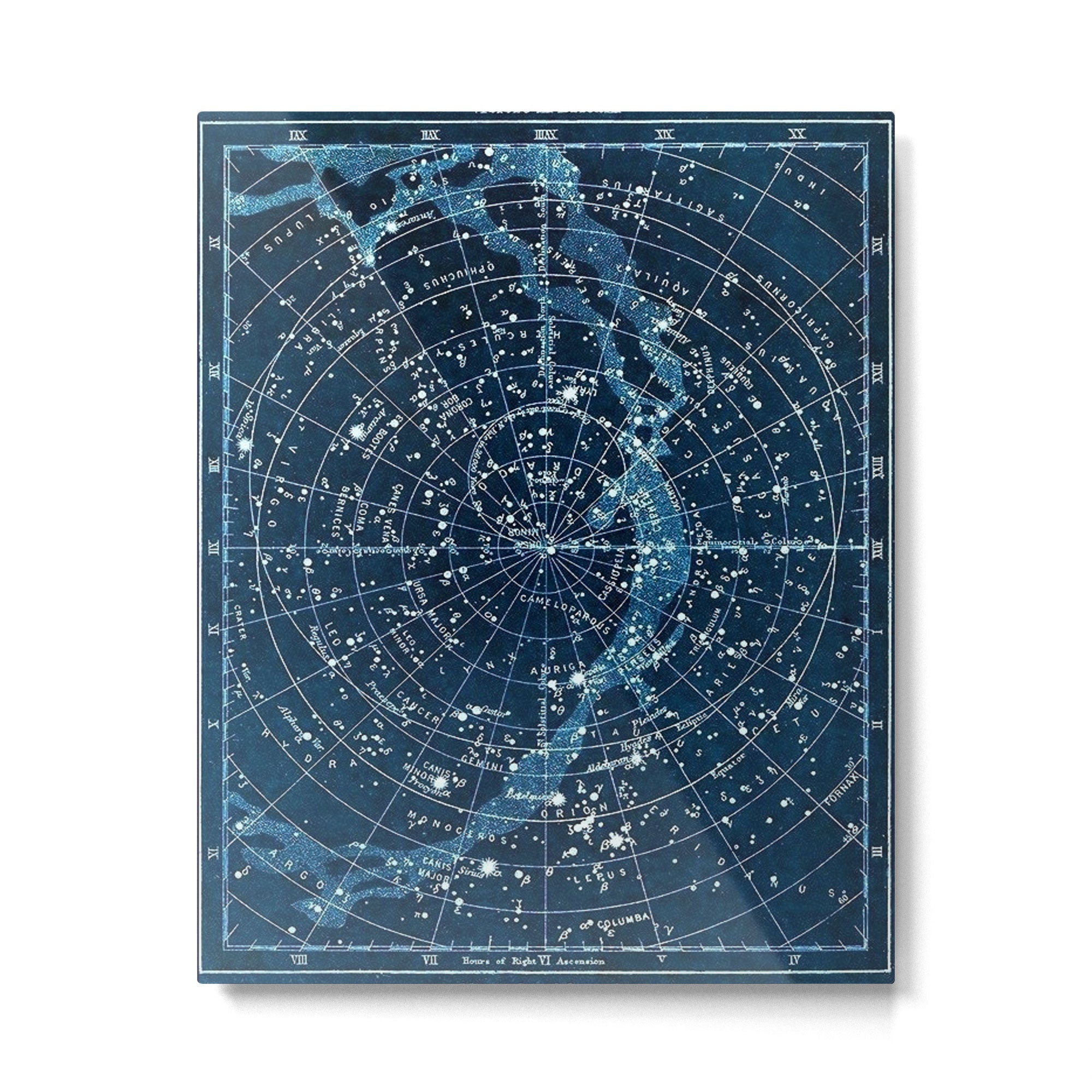 1900 Star Constellation Map - Chart Vintage Poster Metal Print | TeksDecor