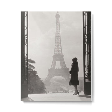 1920 Woman at the Gate, Eiffel Tower black and white photography / jazz age black & white photograph Metal Print | TeksDecor