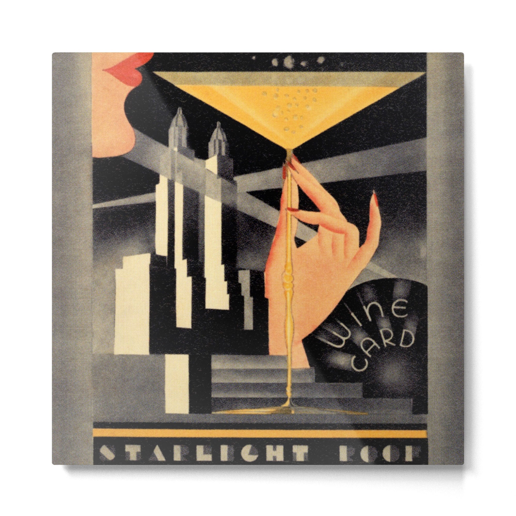 1930's Waldorf Astoria Hotel NYC The Starlight Roof, Champagne Wine Card Vintage Poster Metal Print | TeksDecor