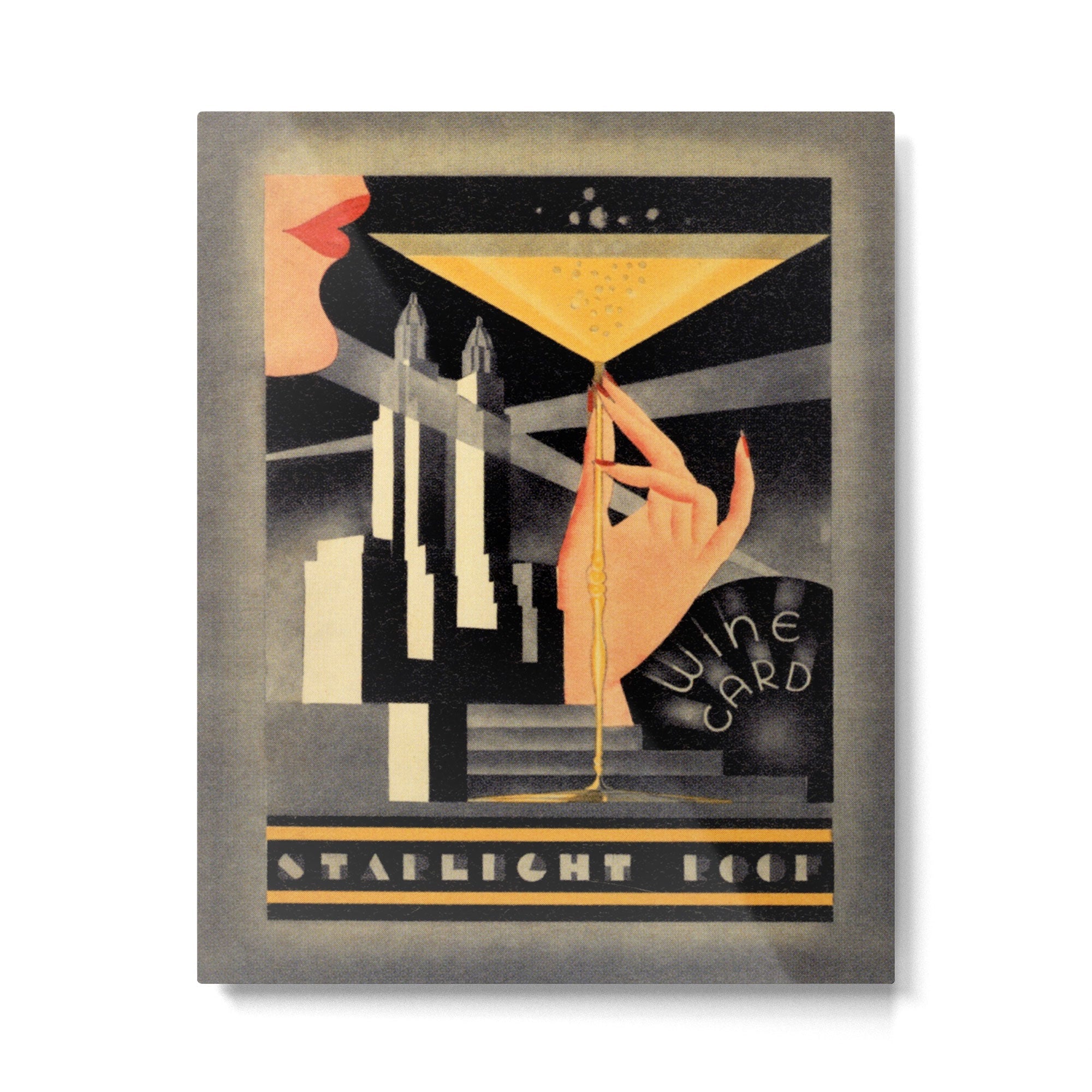 1930's Waldorf Astoria Hotel NYC The Starlight Roof, Champagne Wine Card Vintage Poster Metal Print | TeksDecor