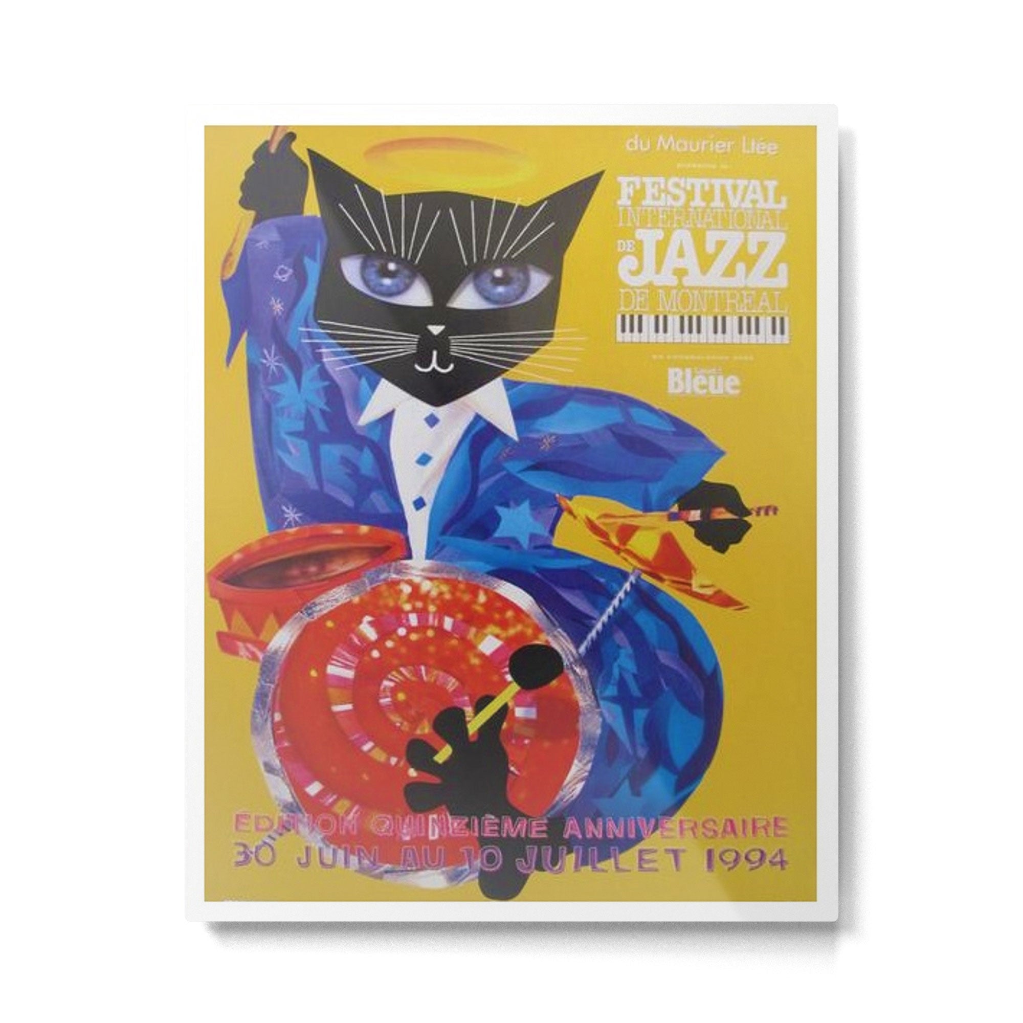 1994 Montreal Jazz Festival Cool Cat Poster No. 3 Gig Advertisement Metal Print | TeksDecor
