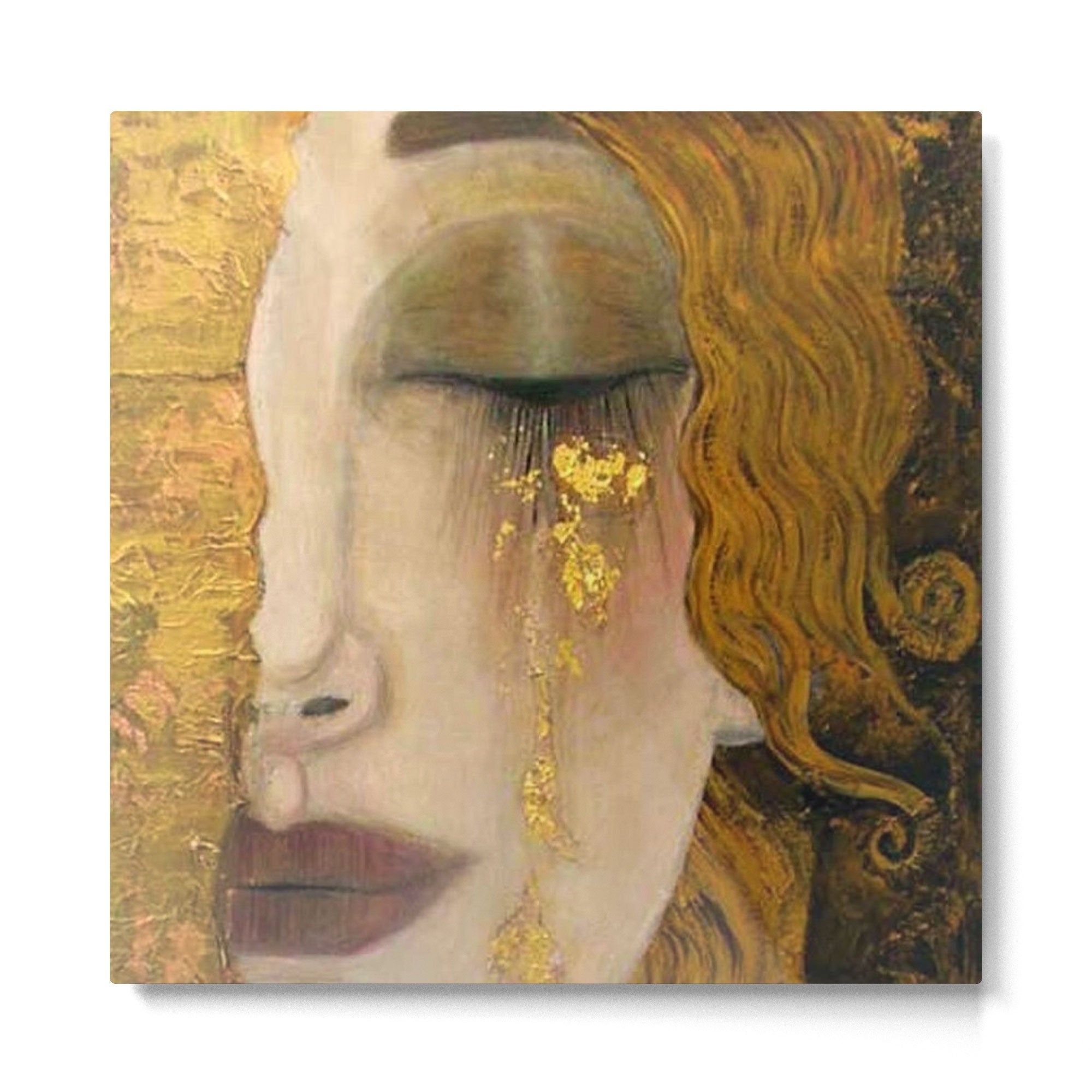 Golden Tears (Freya's Heartache) portrait painting by Gustav Klimt Metal Print | TeksDecor