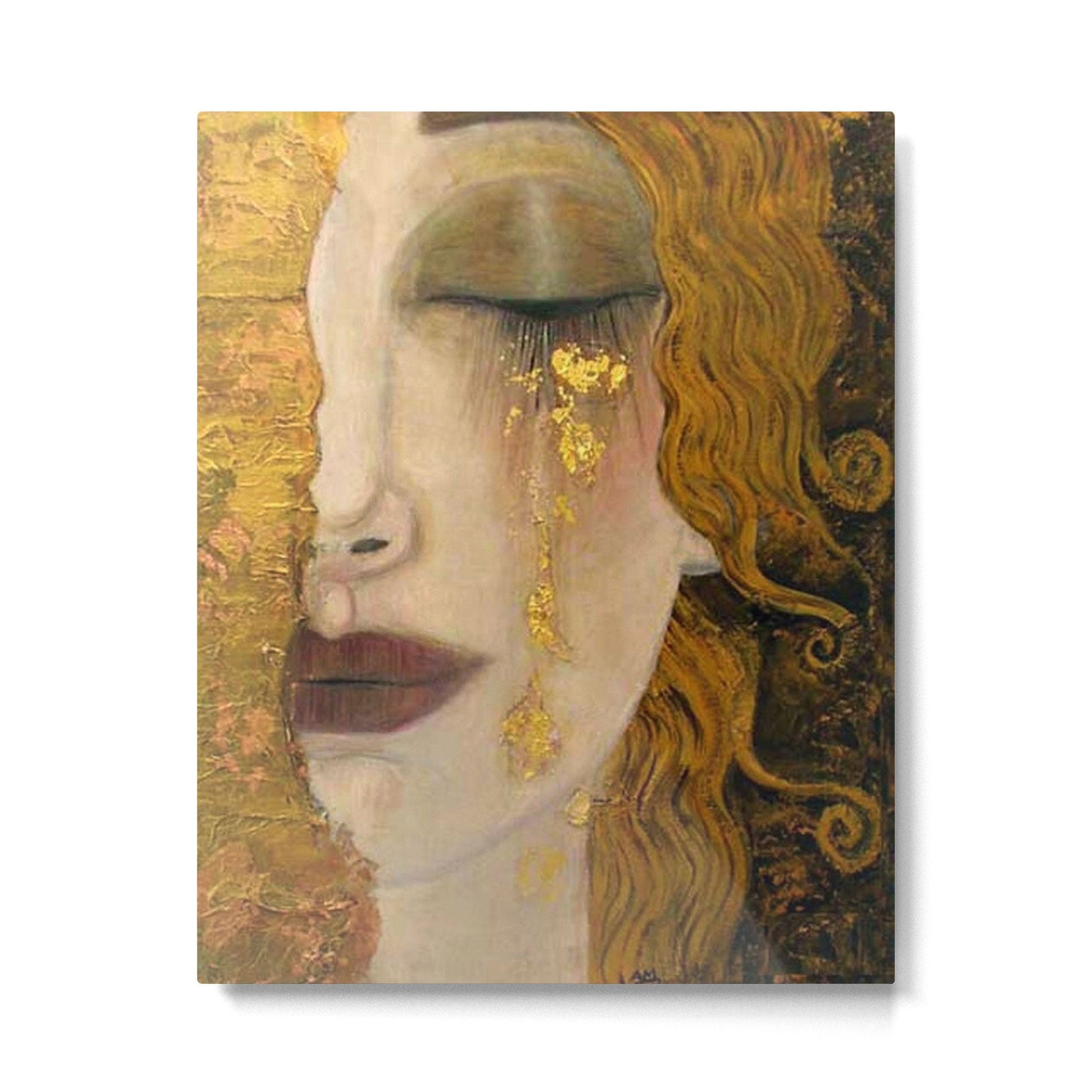 Golden Tears (Freya's Heartache) portrait painting by Gustav Klimt Metal Print | TeksDecor