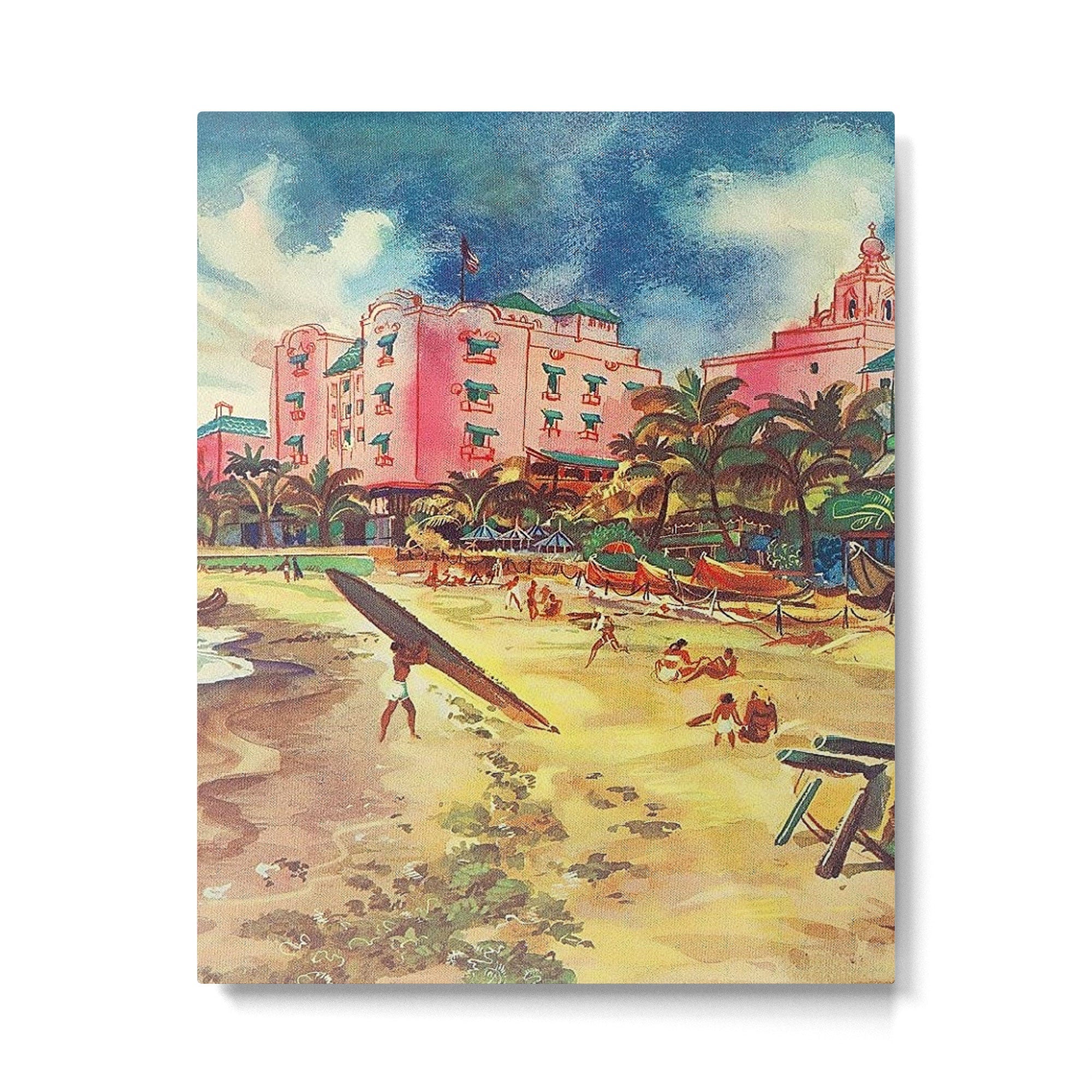 Hawaii's Famous Waikiki Beach landscape painting Metal Print | TeksDecor