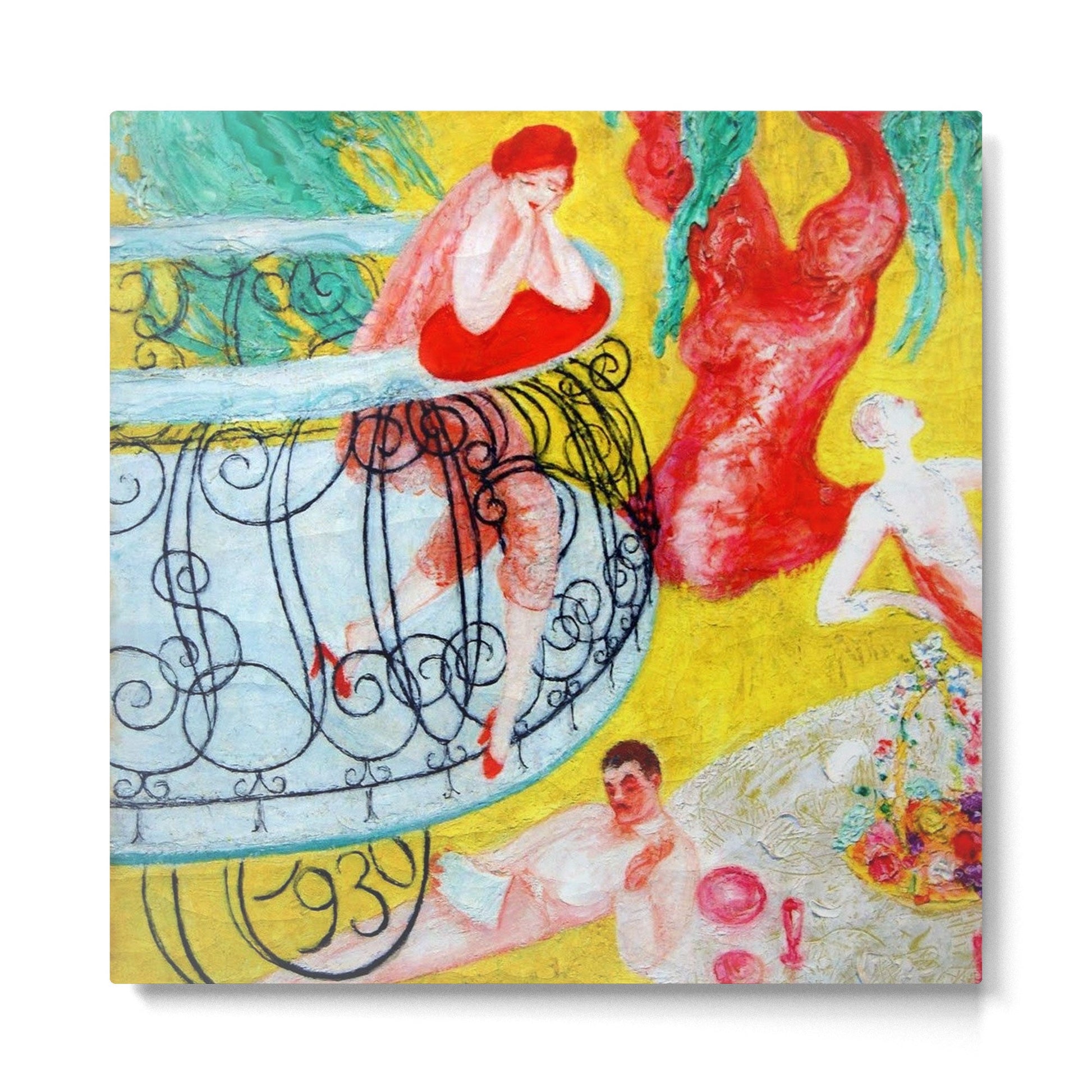 Love Flight of a Pink Candy Heart' landscape painting by Florine Stettheimer Metal Print | TeksDecor