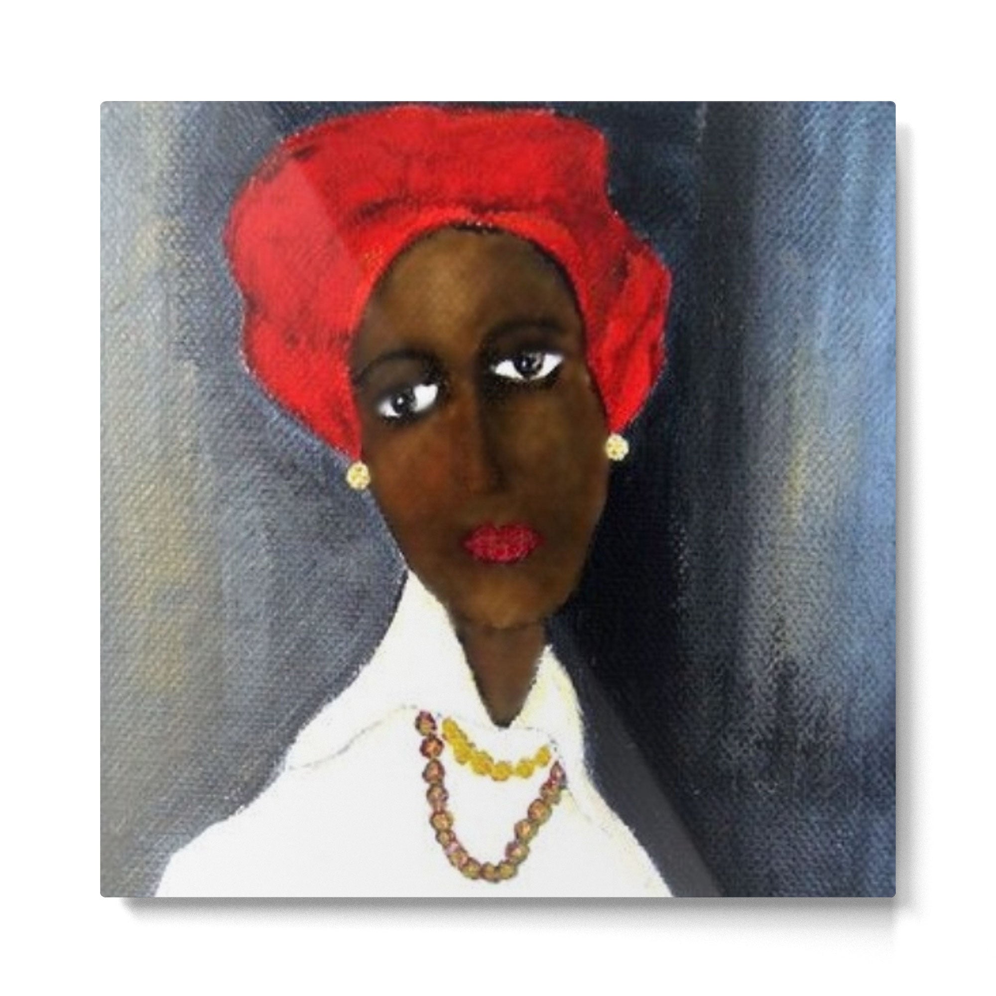 Rare African American Portrait of Aicha Goblet in a Red Hat by Amedeo Modigliani Metal Print | TeksDecor