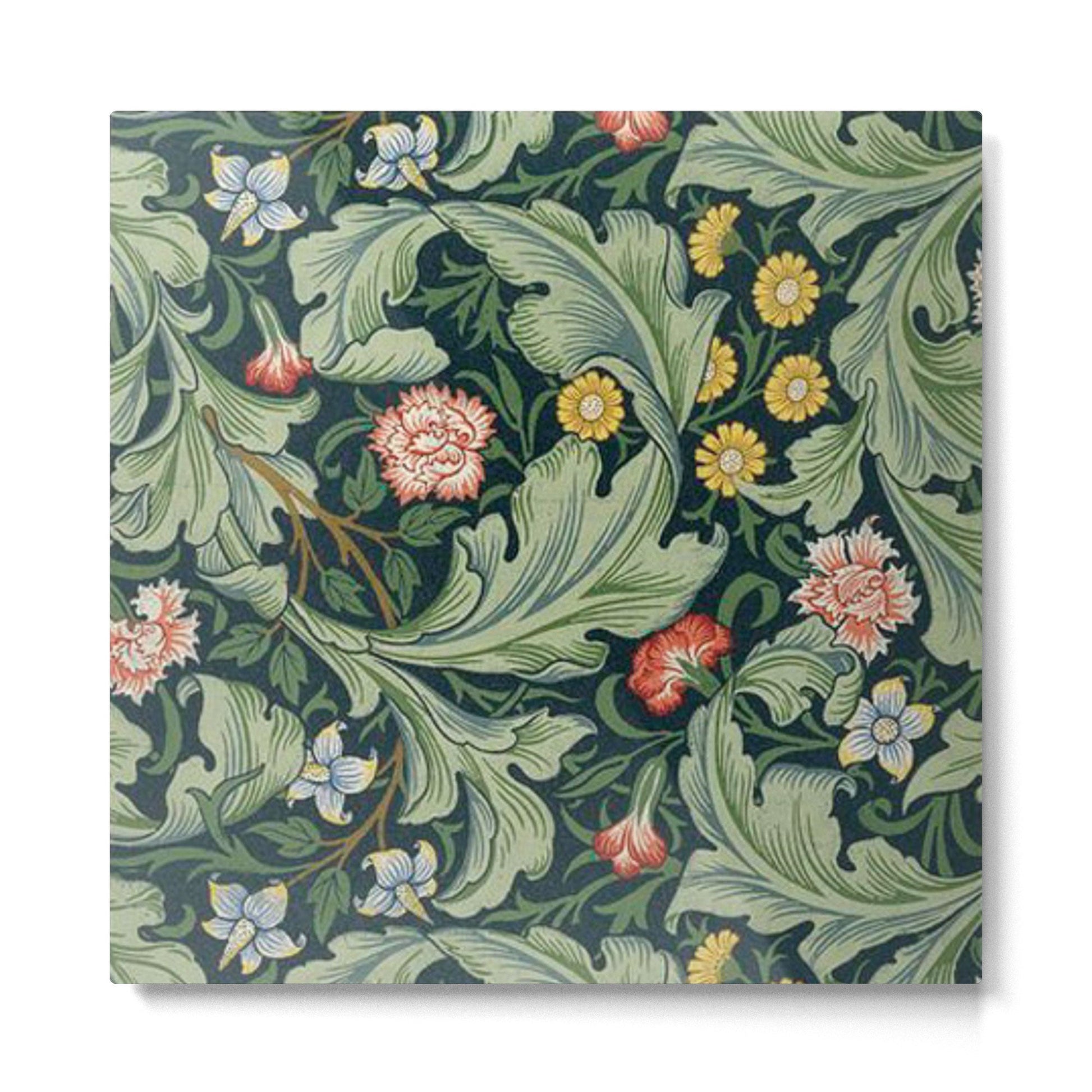 William Morris Leicester Herbaceous Italian Laurel Acanthus Textile Colorful Floral Pattern Metal Print | TeksDecor