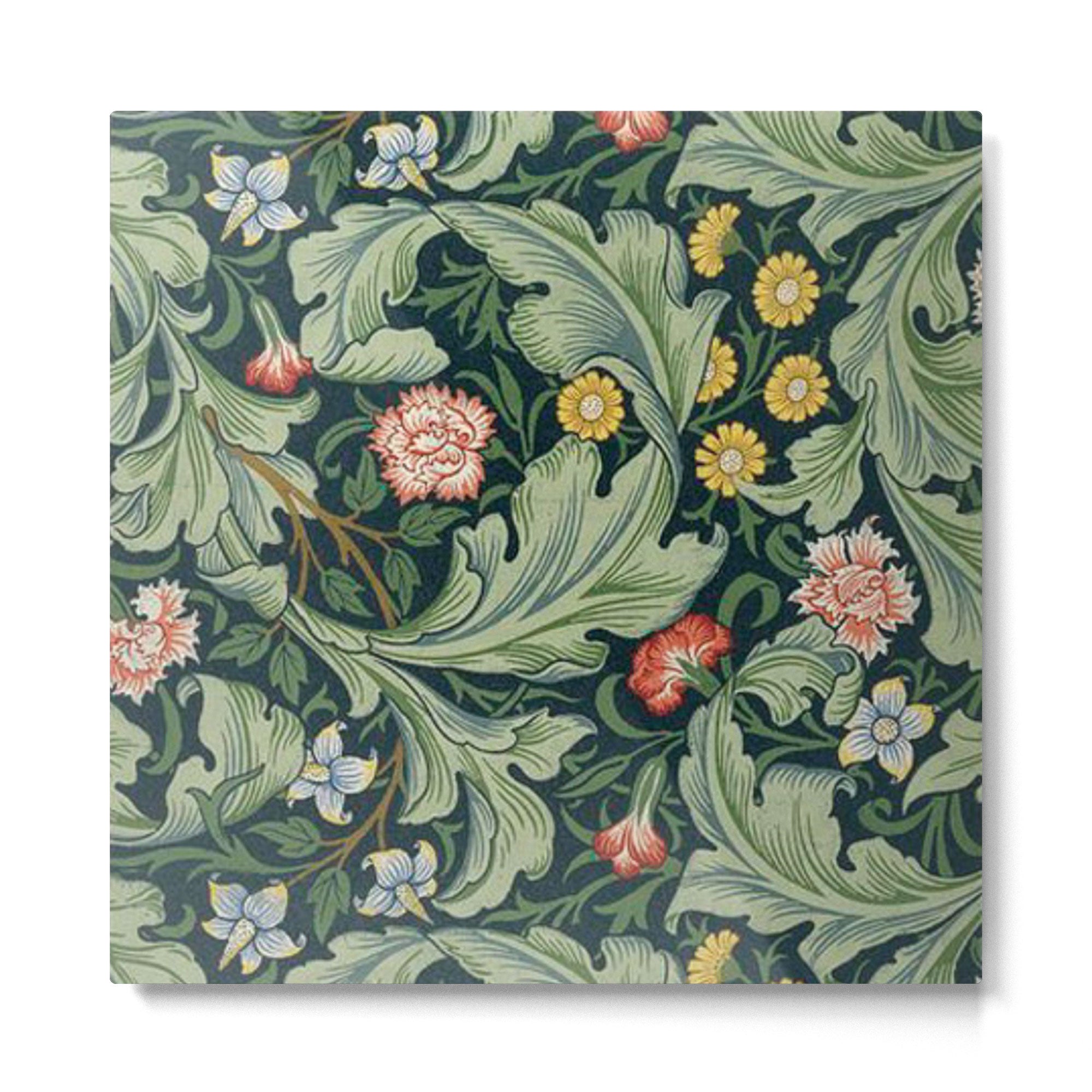 William Morris Leicester Herbaceous Italian Laurel Acanthus Textile Colorful Floral Pattern Metal Print | TeksDecor