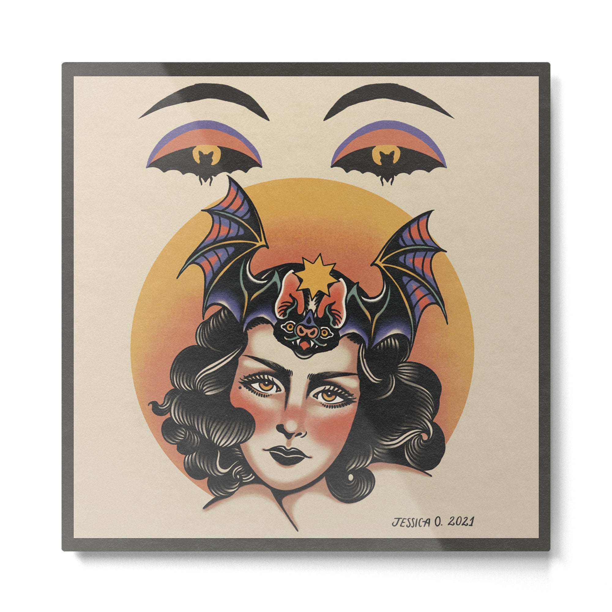 Bat Bite Betty Metal Print | TeksDecor