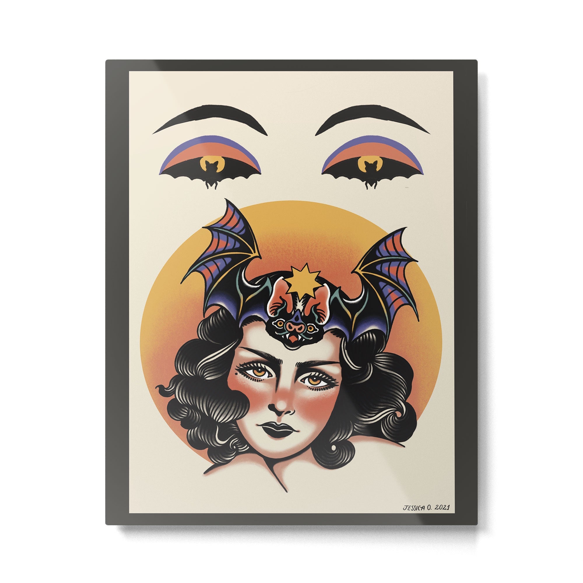 Bat Bite Betty Metal Print | TeksDecor